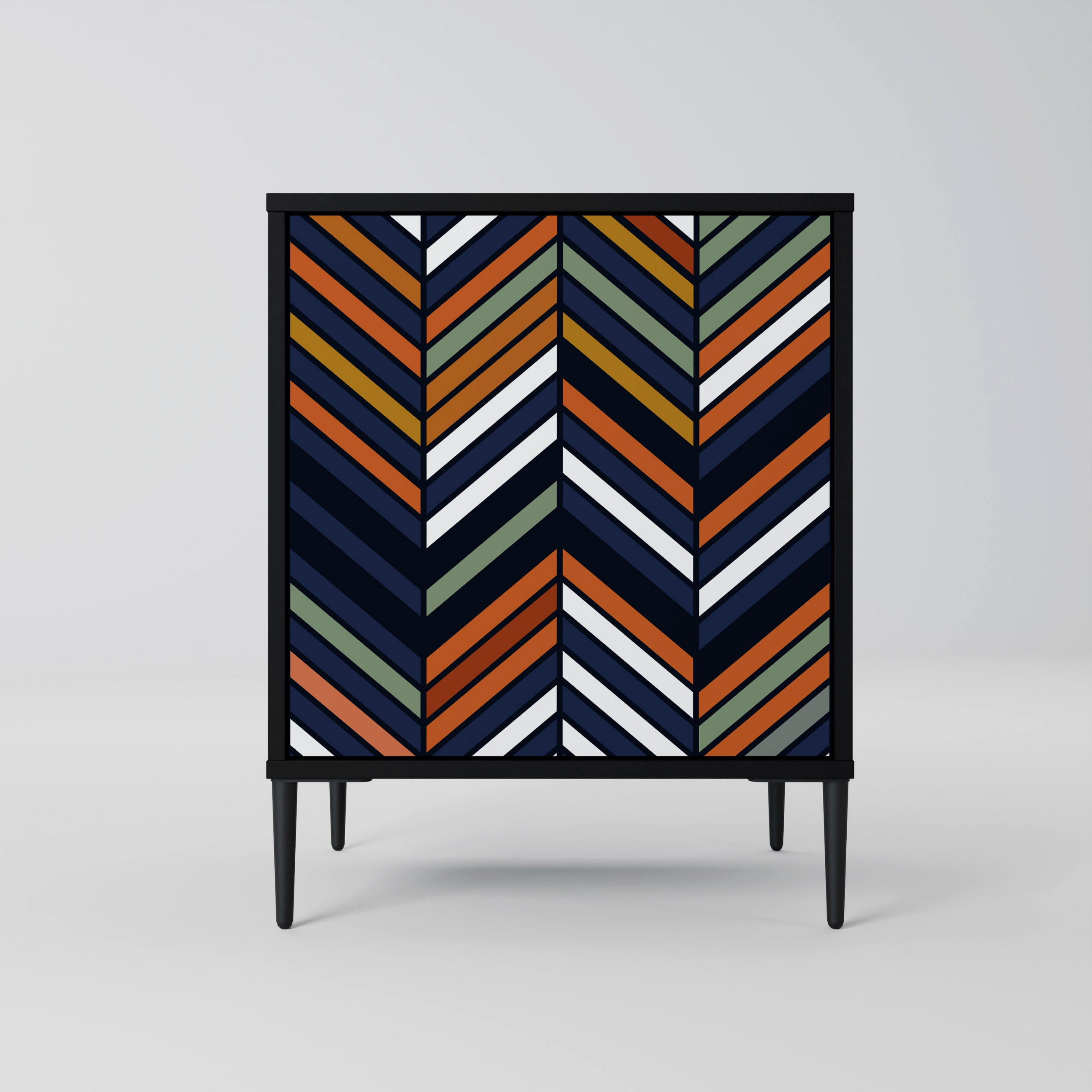 SIDEBOARD VIBRANT PATCHWORK, Schwarz, 57,5x42x72,5 cm, Schwarze Metallfüße - Multicolor/Schwarz, Holzwerkstoff/Metall (57.5/72.5/42cm) - SpaceRebels