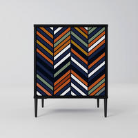 SIDEBOARD VIBRANT PATCHWORK, Schwarz, 57,5x42x72,5 cm, Schwarze Metallfüße - Multicolor/Schwarz, Holzwerkstoff/Metall (57.5/72.5/42cm) - SpaceRebels