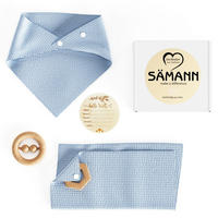 BABY Geschenkset 4-tlg. zur Geburt mit Halstuch, Rassel, Karte, Schmusetuch hellblau - Hellblau, Textil (10/10cm) - Sämann – make a difference.