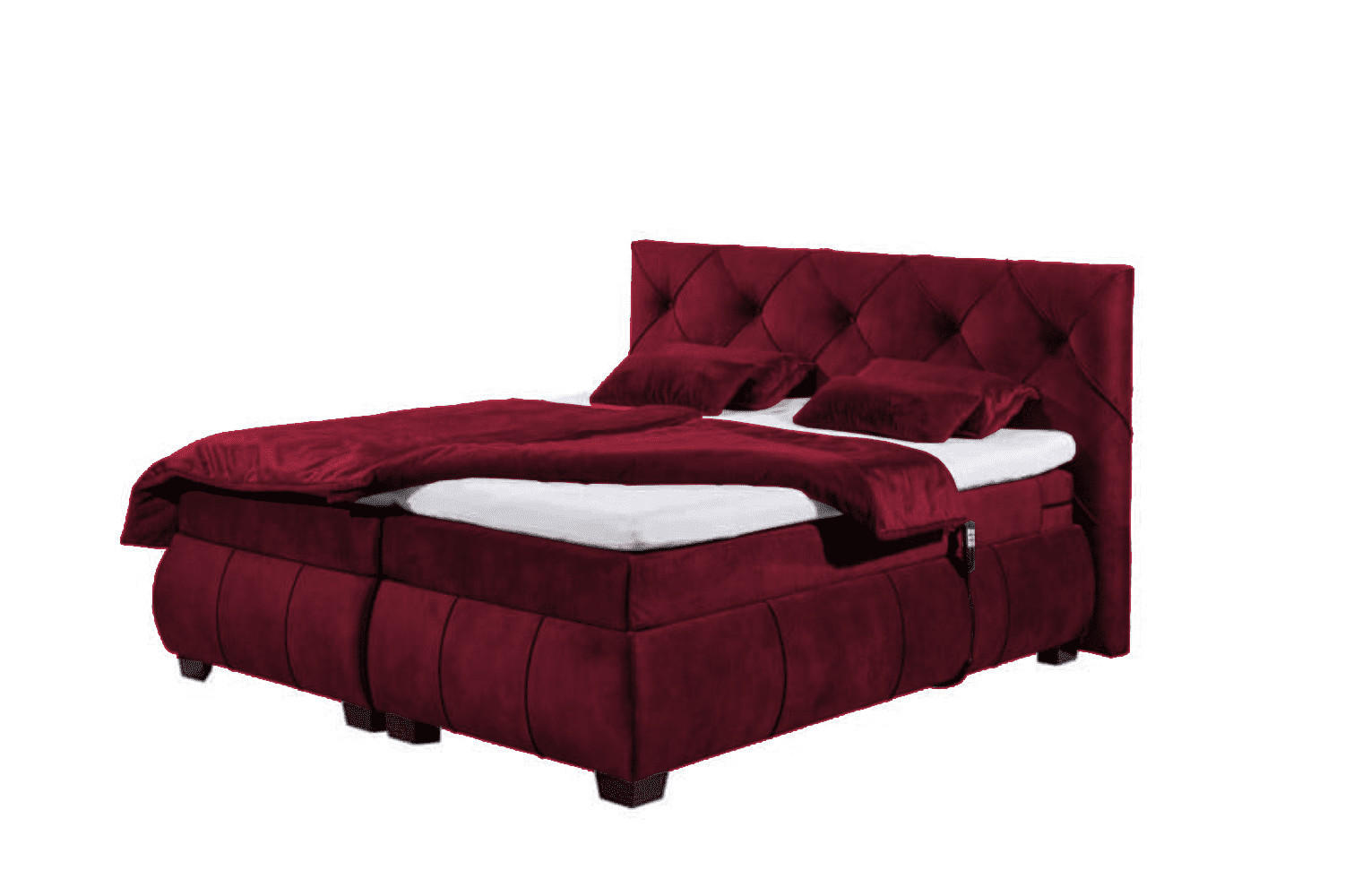 BOXSPRINGBETT 180x200 inkl. Elektrofunktion, Topper und Matratze - Anthrazit/Weinrot, Holz/Holzwerkstoff (180/200cm) - ed exciting design