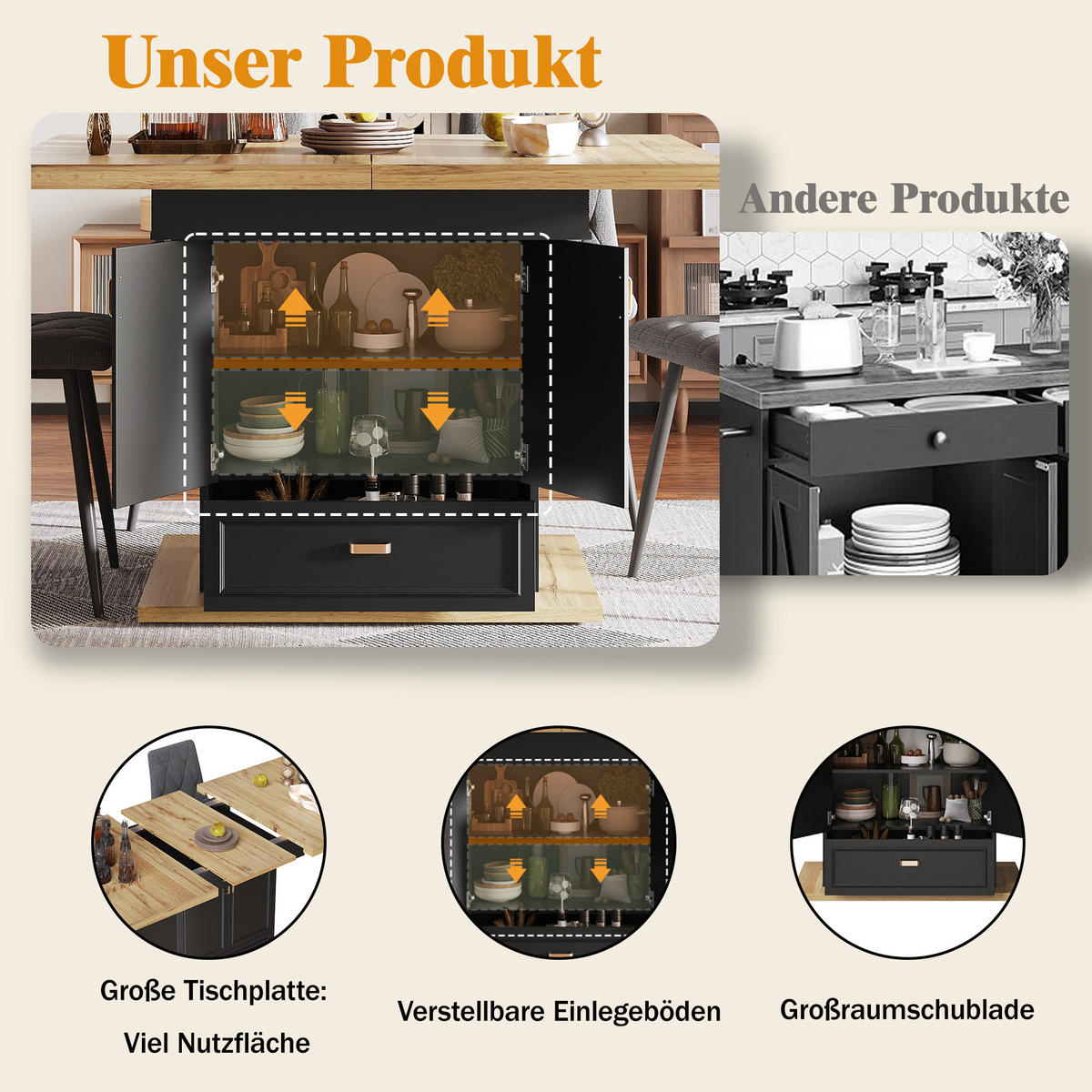 AUSZIEHTISCH Holzoptik 110-140/80/75 cm - Naturfarben, Holz (80/110/75cm) - PANGIVO