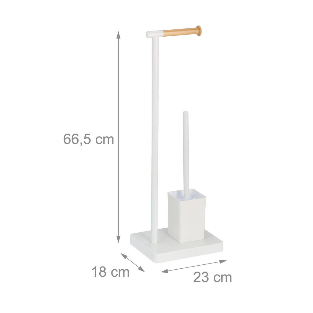 Thumbnail - Relaxdays Wc-Garnitur, Weiß, Metall, Holz, Kunststoff, Rechteckig, 23x66.5x18 cm, Badezimmer, WC Ausstattung, WC Bürsten...
