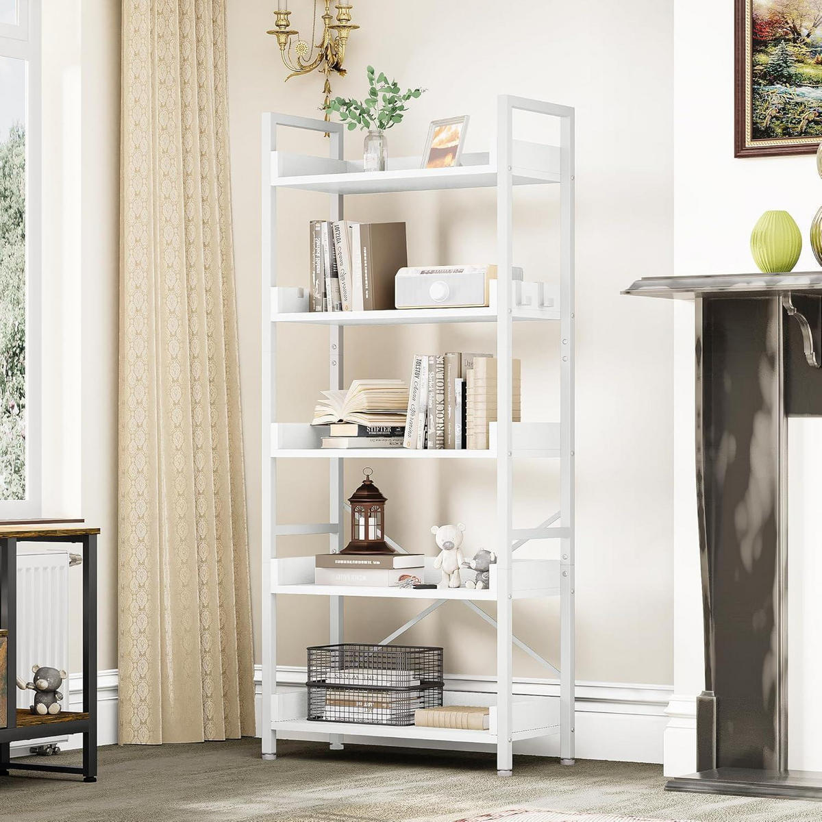 BÜCHERREGAL 5 Etagen Weiß 64 x 30 x 160 cm - Weiß, Metall (64/160/30cm)
