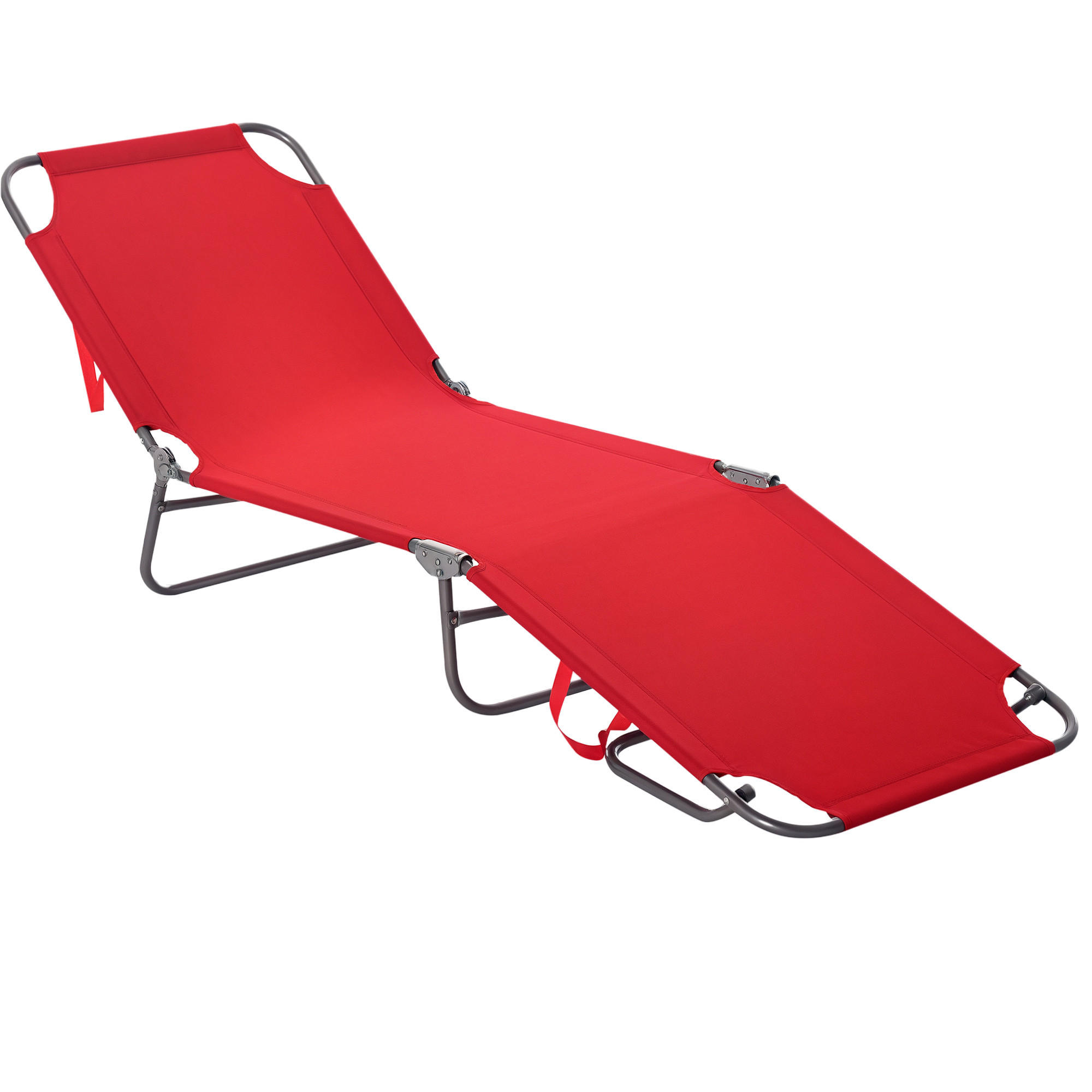 SONNENLIEGE, klappbar, verstellbare Rückenlehne, rostfreier Metallrahmen, 187 x 55 x 24, Rot - Rot, Metall (187/24/55cm)