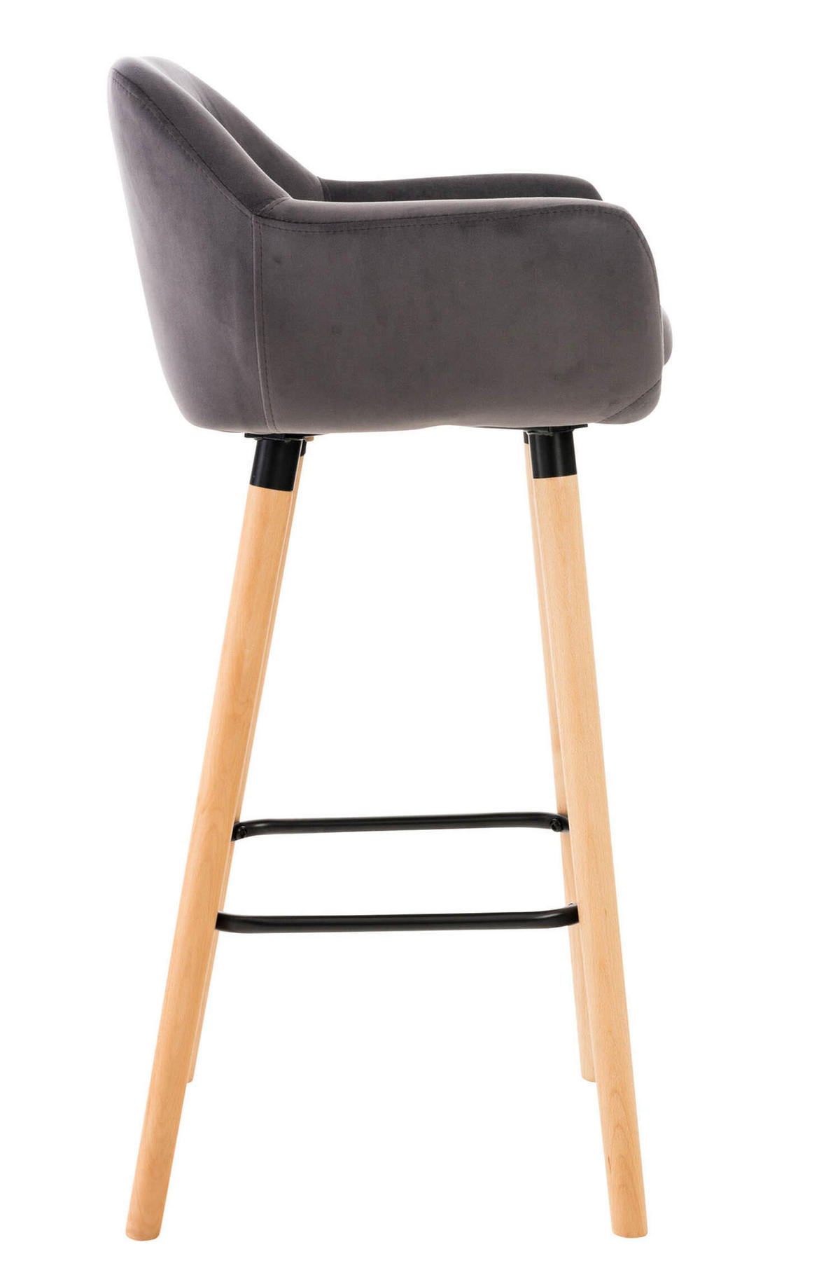 BARHOCKER Grande, Gestell Holz, Samt Grau - Braun/Grau, Holz/Textil (55/99/46cm) - TPFLiving
