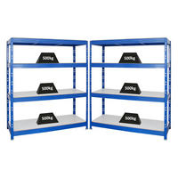 SCHWERLASTREGAL Rhino 2er-Set mit 2x 180x160x60 cm 4 Melamin-Ebenen 16mm Fachlast 500 kg Blau - Blau, Metall (320/180/60cm) - PROREGAL