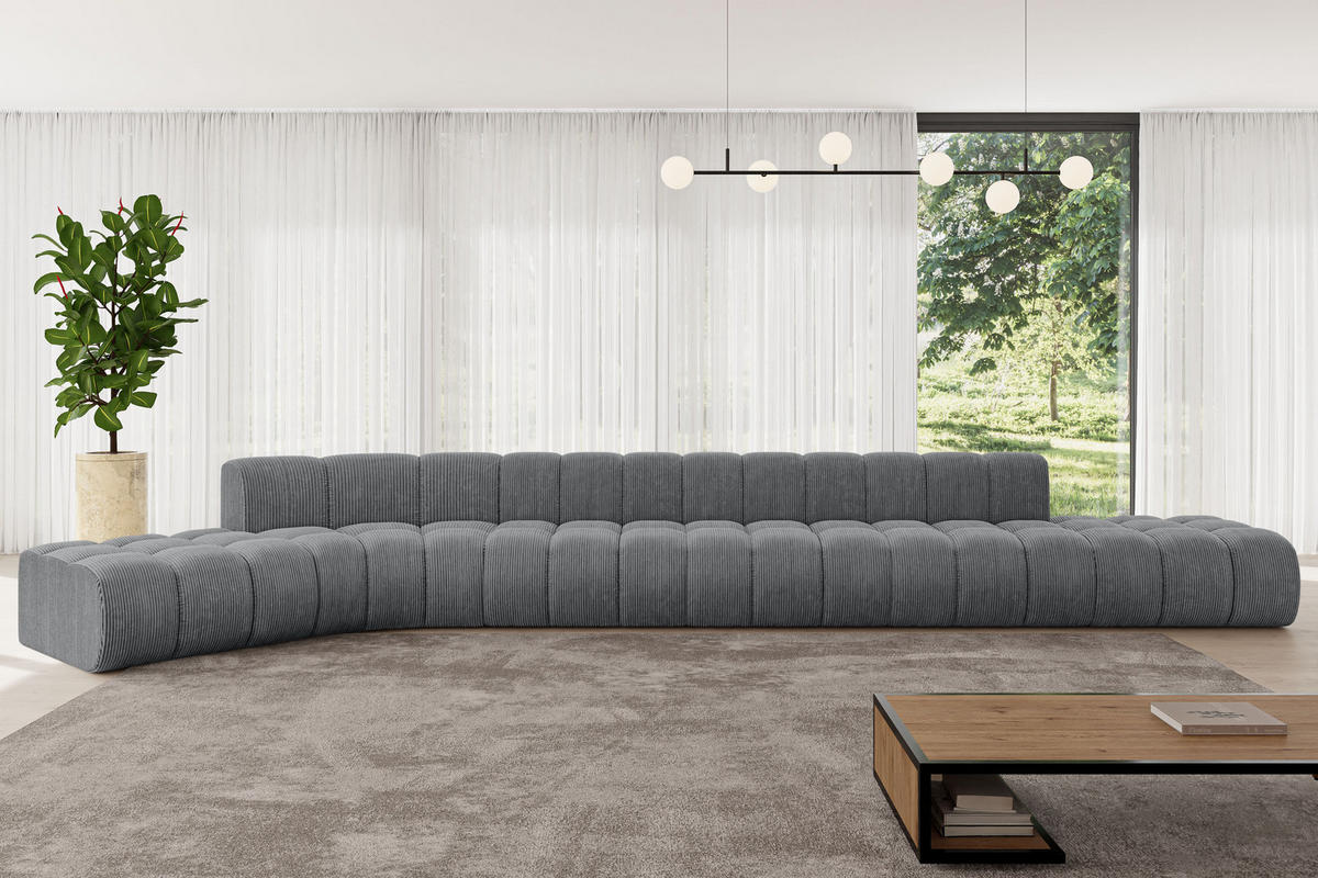 ECKSOFA modulares Sofa Solven-L3 - 562x174x70 cm Dunkelgrau - Dunkelgrau, Holzwerkstoff/Textil (562/174cm) - ALTDECOR