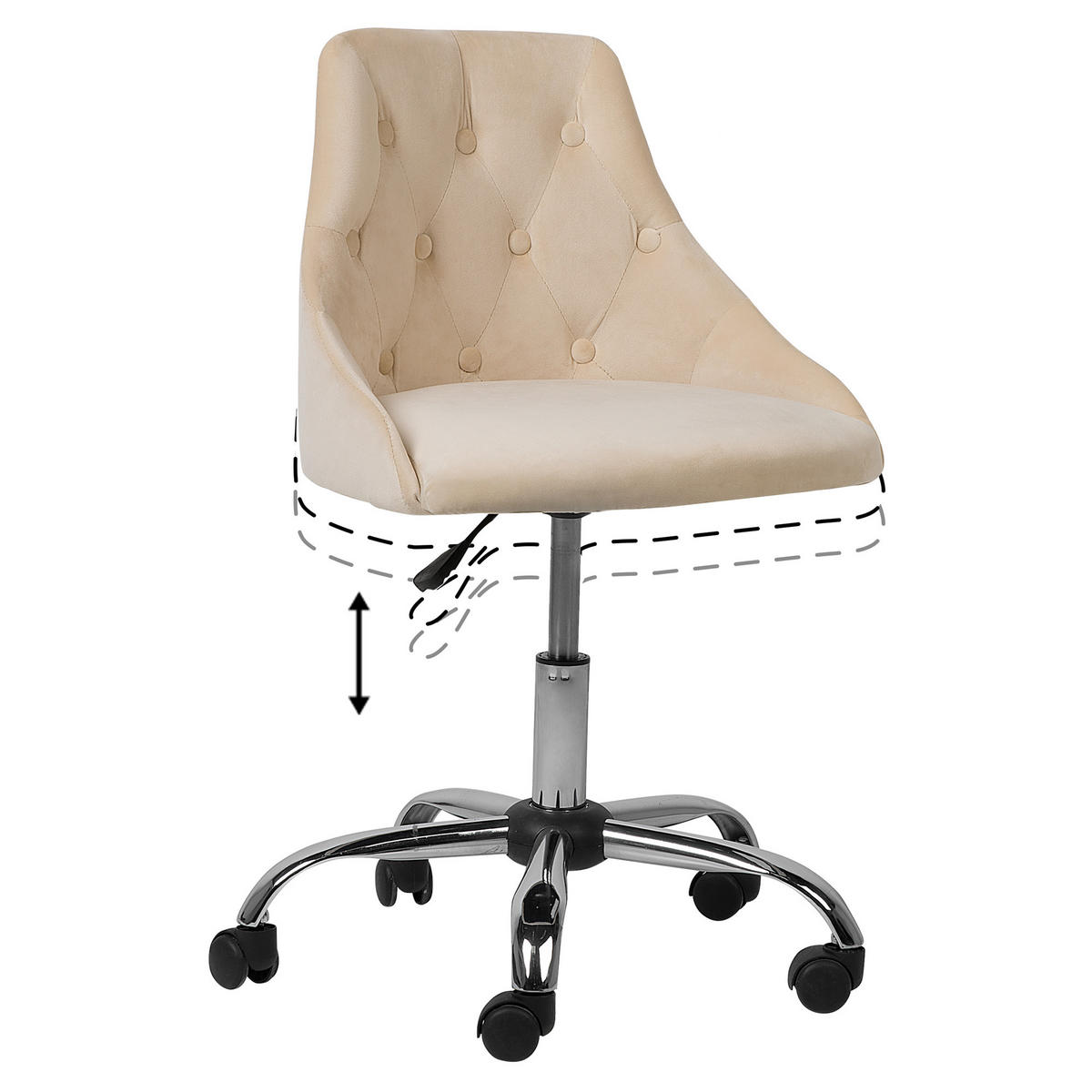 BÜRODREHSTUHL Polyester Beige Parrish - Beige, Textil/Metall (60/75/60cm) - Beliani