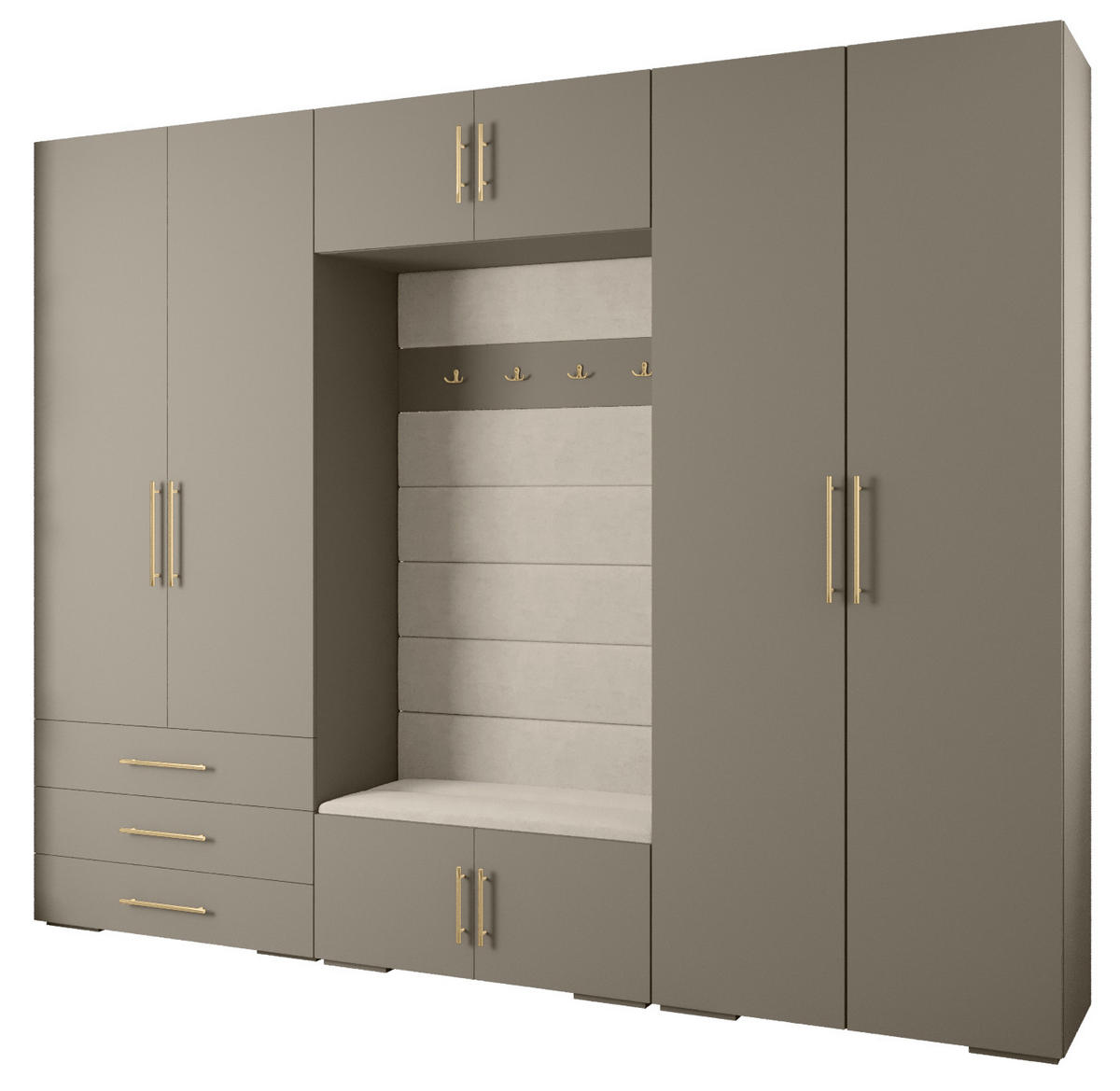 GARDEROBEN-SET 236,7/300/47 - Kaschmir/Goldfarben, Holz/Kunststoff (300/236.7/47cm) - Abiks Möbel