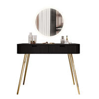 SCHMINKTISCH ZAIRA mit LED Spiegel Schwarz - Schwarz, Holzwerkstoff (103/80/49cm) - Lookway