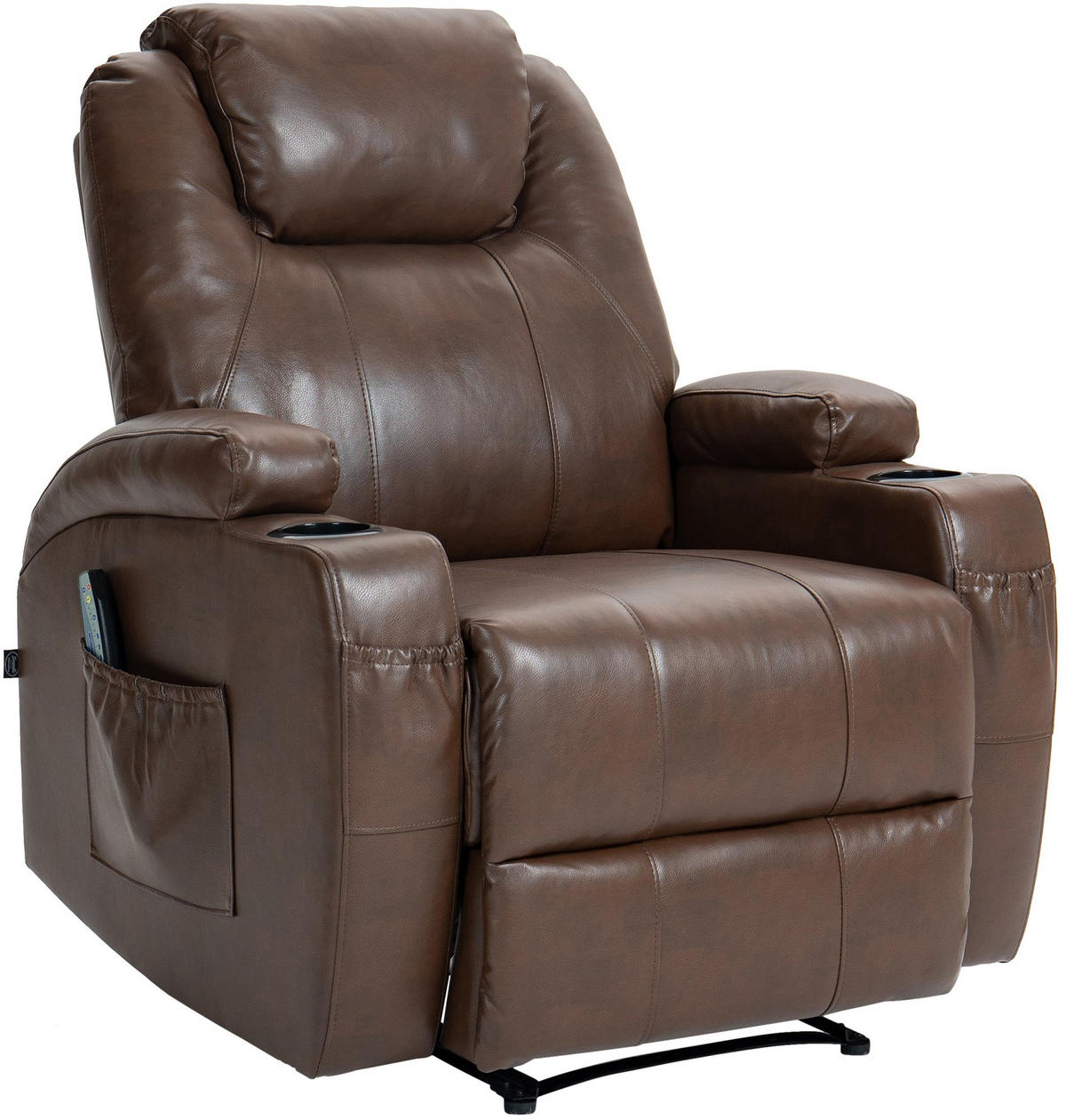 SESSEL Lederlook hellbraun - Hellbraun/Schwarz, Leder/Textil (83/105/94cm) - CLP