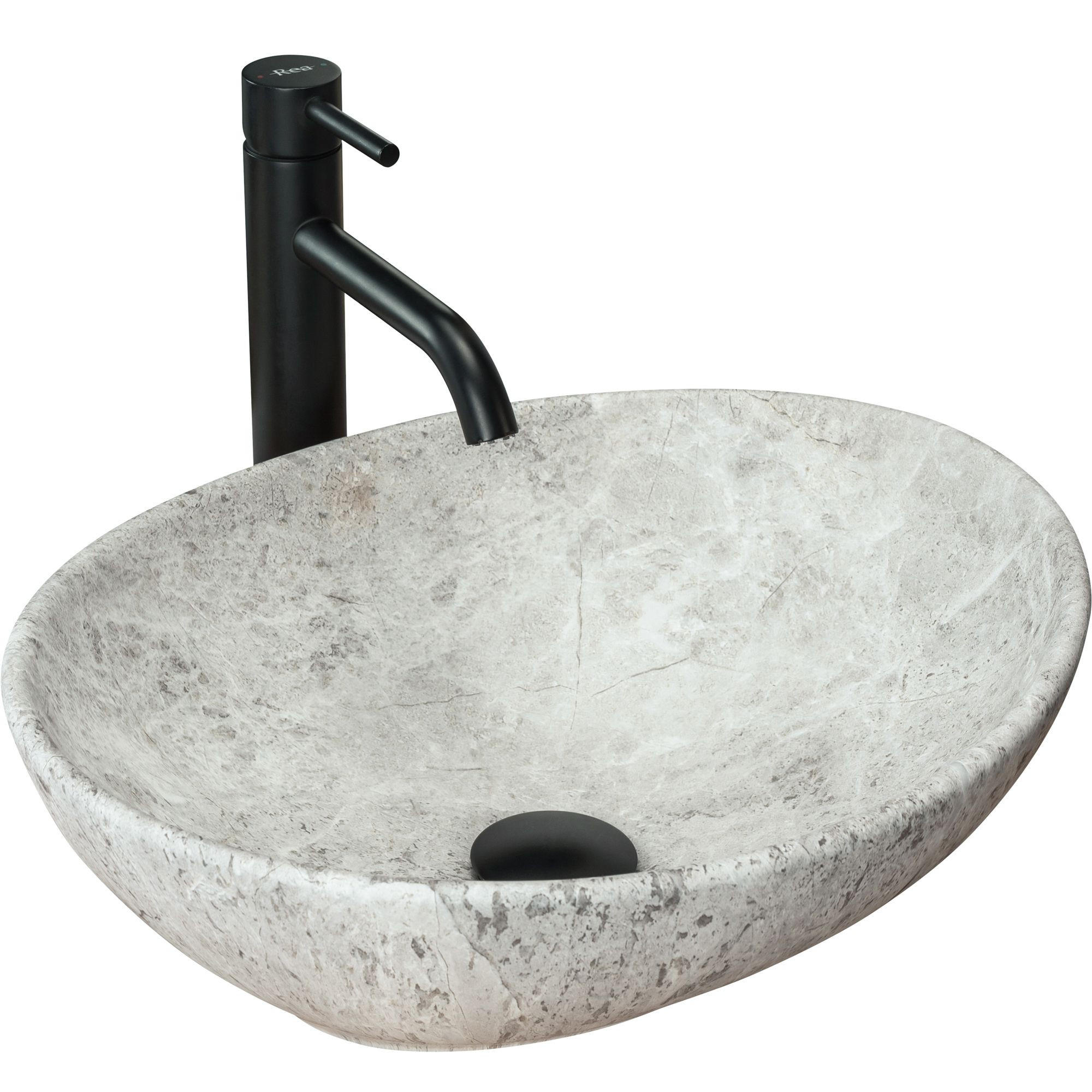 AUFSATZWASCHBECKEN SOFIA LIGHT STONE 41/34,5/15 cm - Grau, Keramik (41/15/34.5cm) - REA