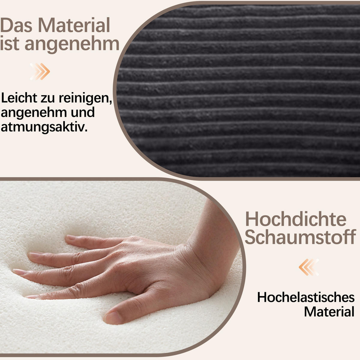 SOFA ausziehbar 2-Sitzer mit Seitentaschen Cord Dunkelgrau - Dunkelgrau, Kunststoff (140/67/85cm) - Meubliv