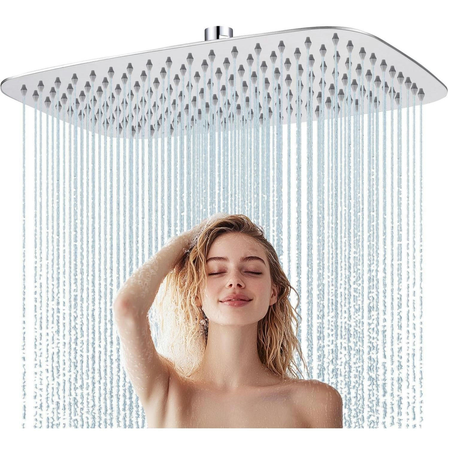 DUSCHKOPF Regendusche Edelstahl 40 x 25 cm Chrom - Silberfarben, Metall (25/12.7/40cm)