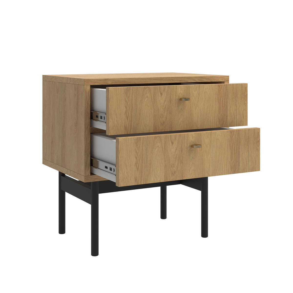 NACHTTISCH Olar Holzoptik Hickory Natur 55 cm - Beige/Goldfarben, Holzwerkstoff/Metall (55/57/38cm) - Selsey