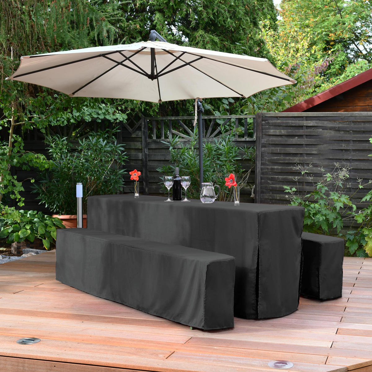 BIERTISCHHUSSE Premium L 50 cm Anthrazit 3tlg - Anthrazit, Kunststoff/Textil (50/220cm) - Beautissu 