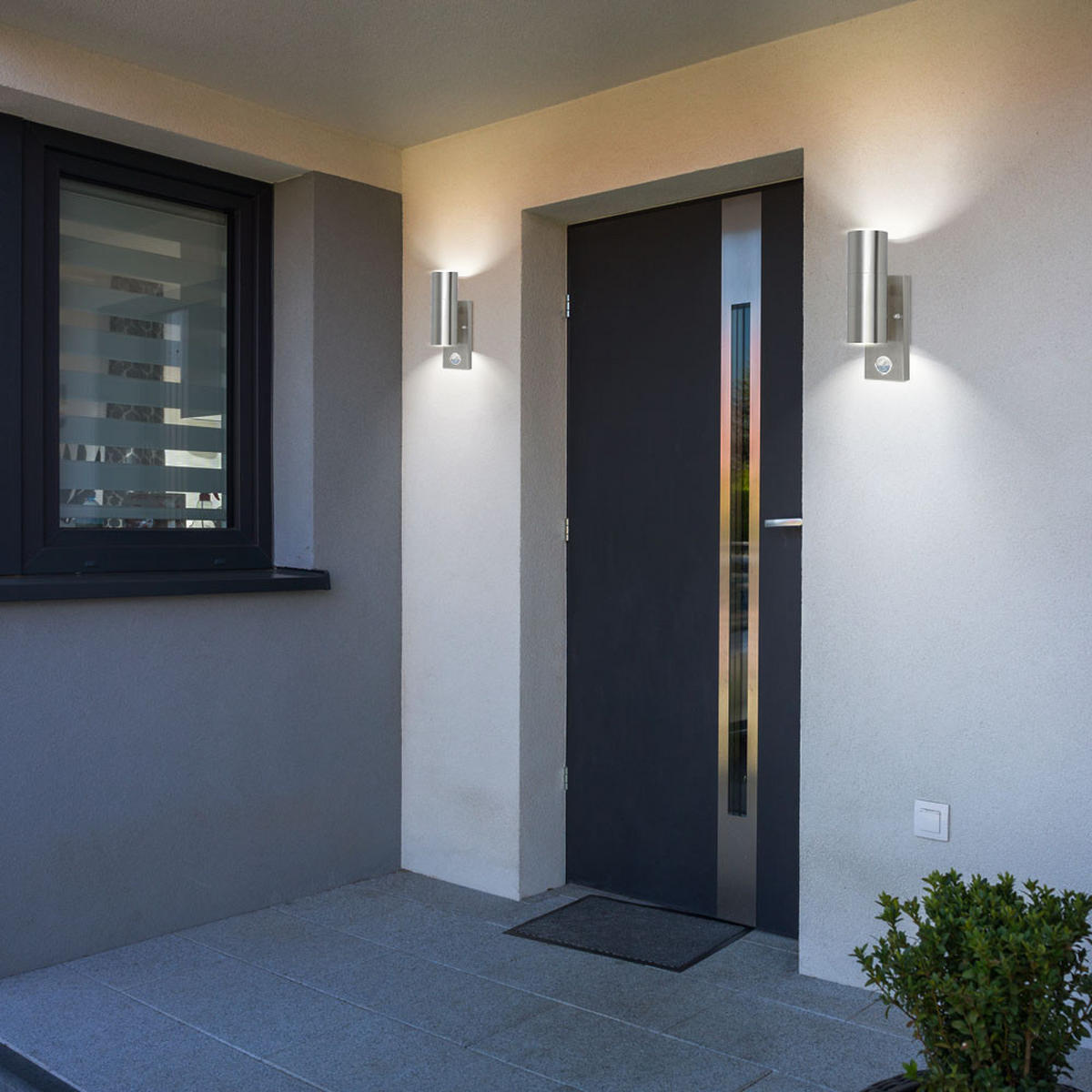 LED AUSSEN-WANDLEUCHTE Edelstahl Silber - Silberfarben, Glas/Metall (7.2/22.5/11cm)