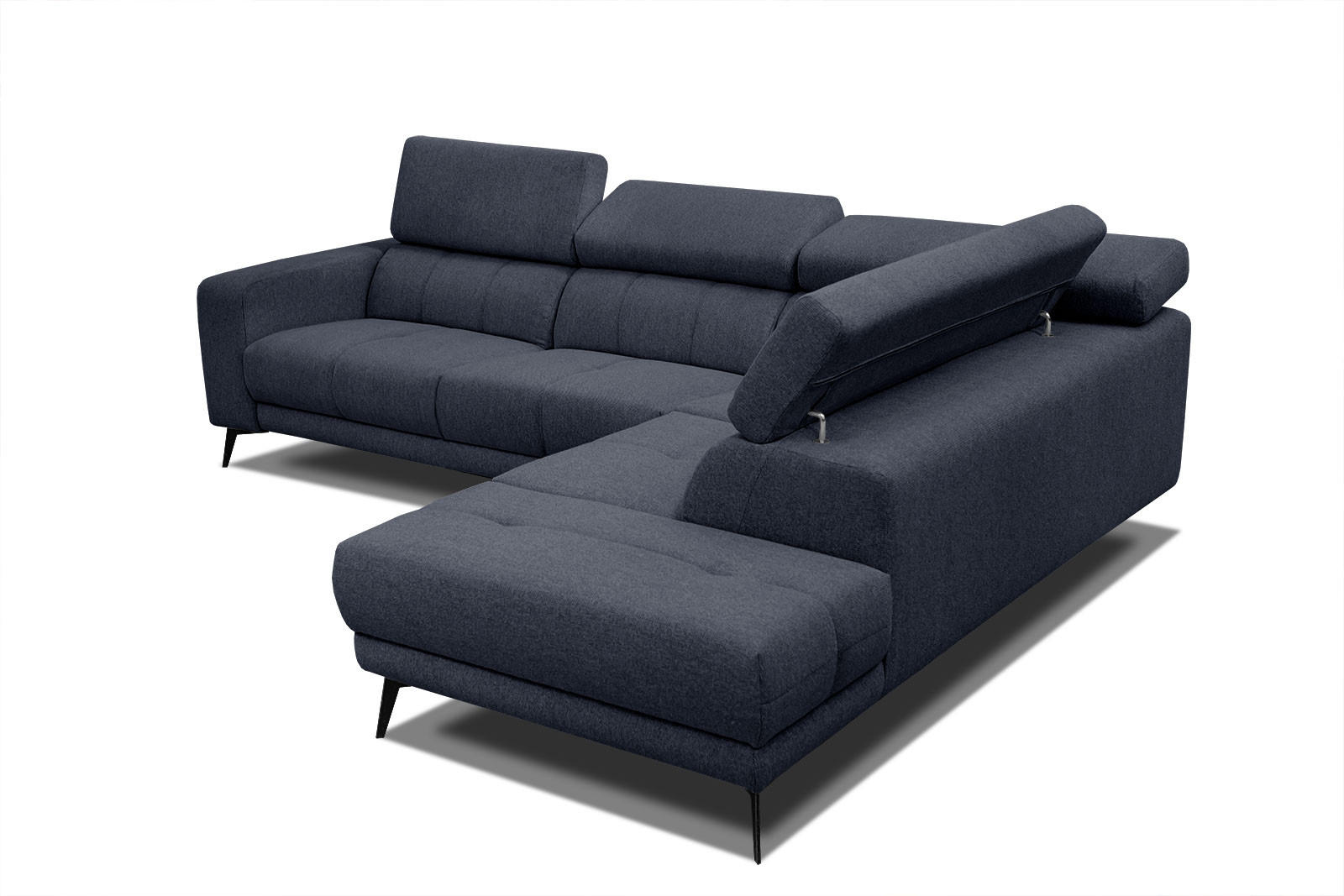ECKSOFA MORELLO 5-Sitzer, dunkelblau - Schwarz/Dunkelblau, Holzwerkstoff/Textil (287/228cm) - Courtois Laville