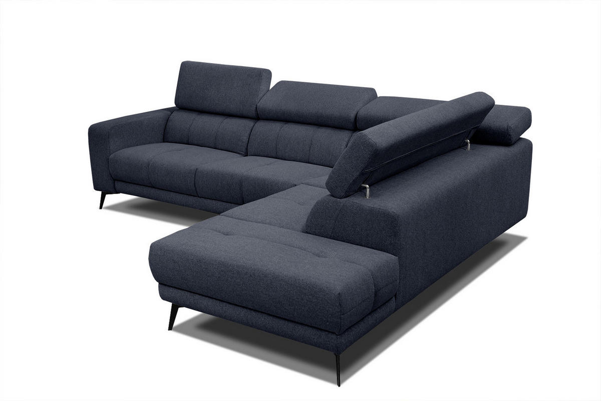 ECKSOFA MORELLO 5-Sitzer, dunkelblau - Schwarz/Dunkelblau, Holzwerkstoff/Textil (287/228cm) - Courtois Laville