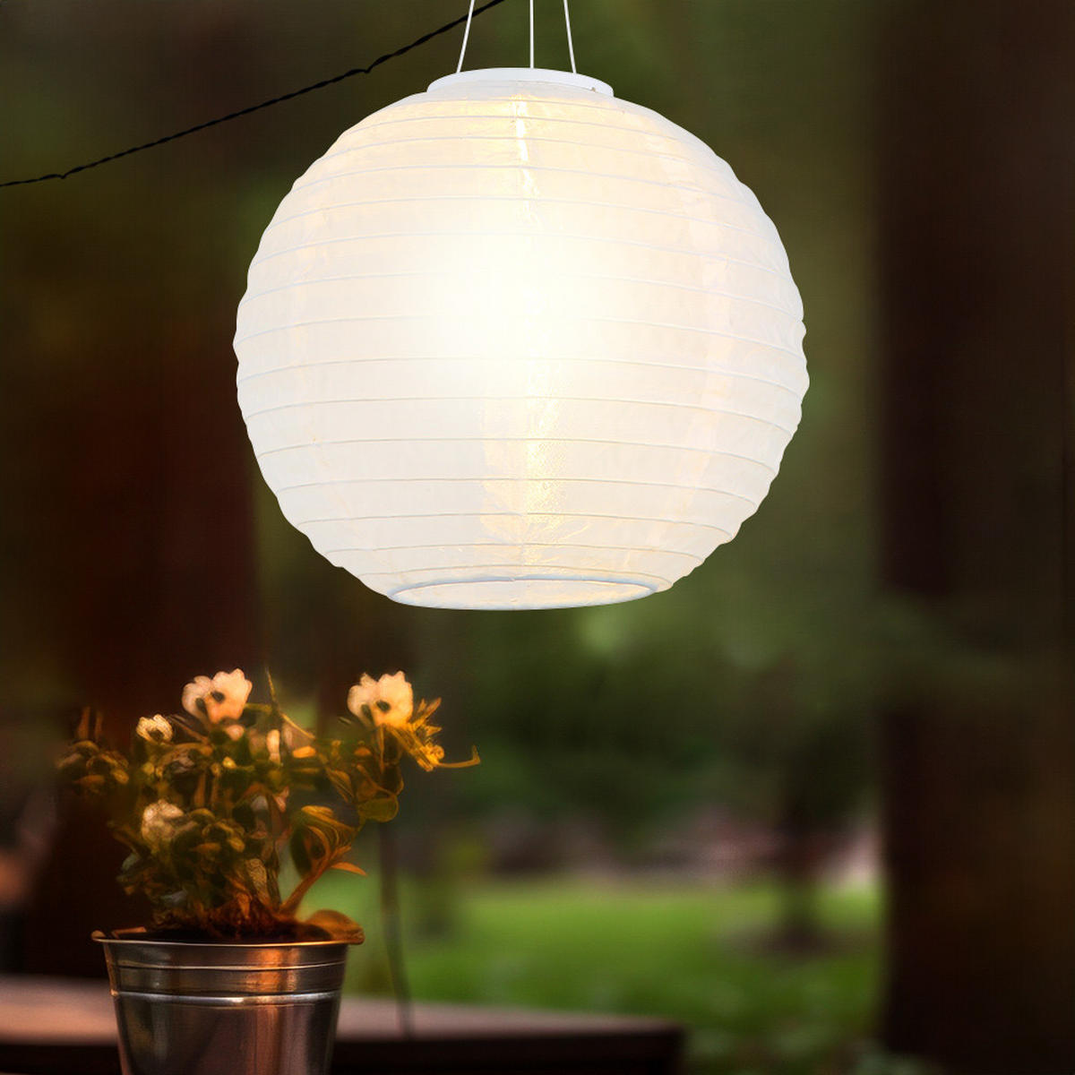 LED AUSSENHÄNGELEUCHTE Lampion Weiß 2er Set - Weiß, Metall (30/30/55cm) - Globo Lighting