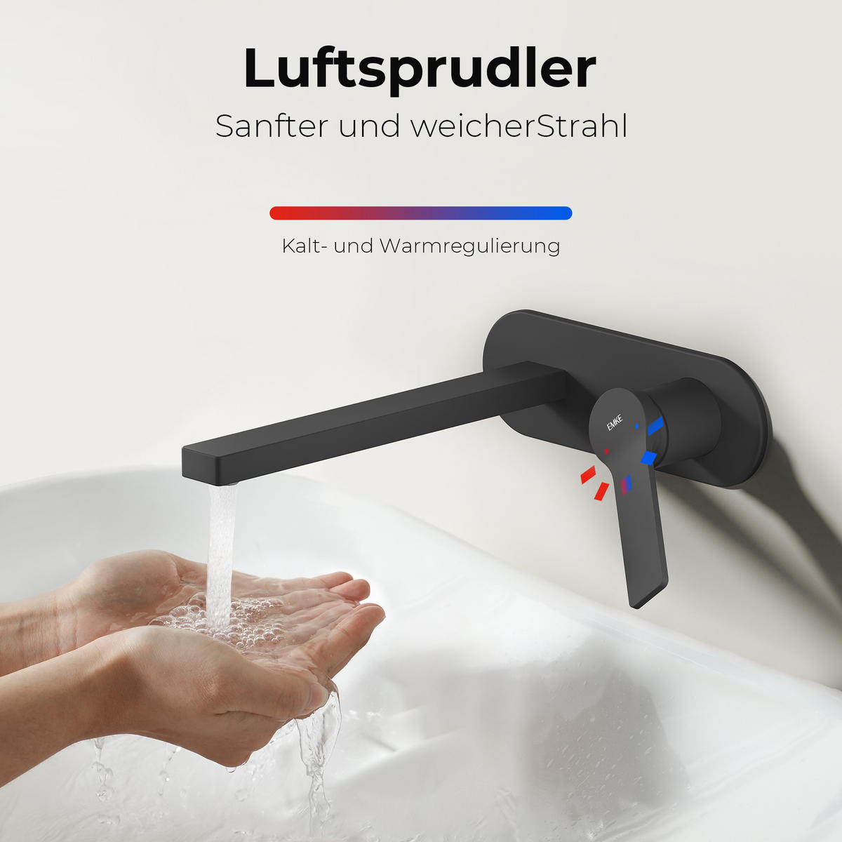 WASCHTISCHARMATUR mit Luftsprudler Messing Schwarz - Schwarz, Metall (21/7/28.8cm) - EMKE