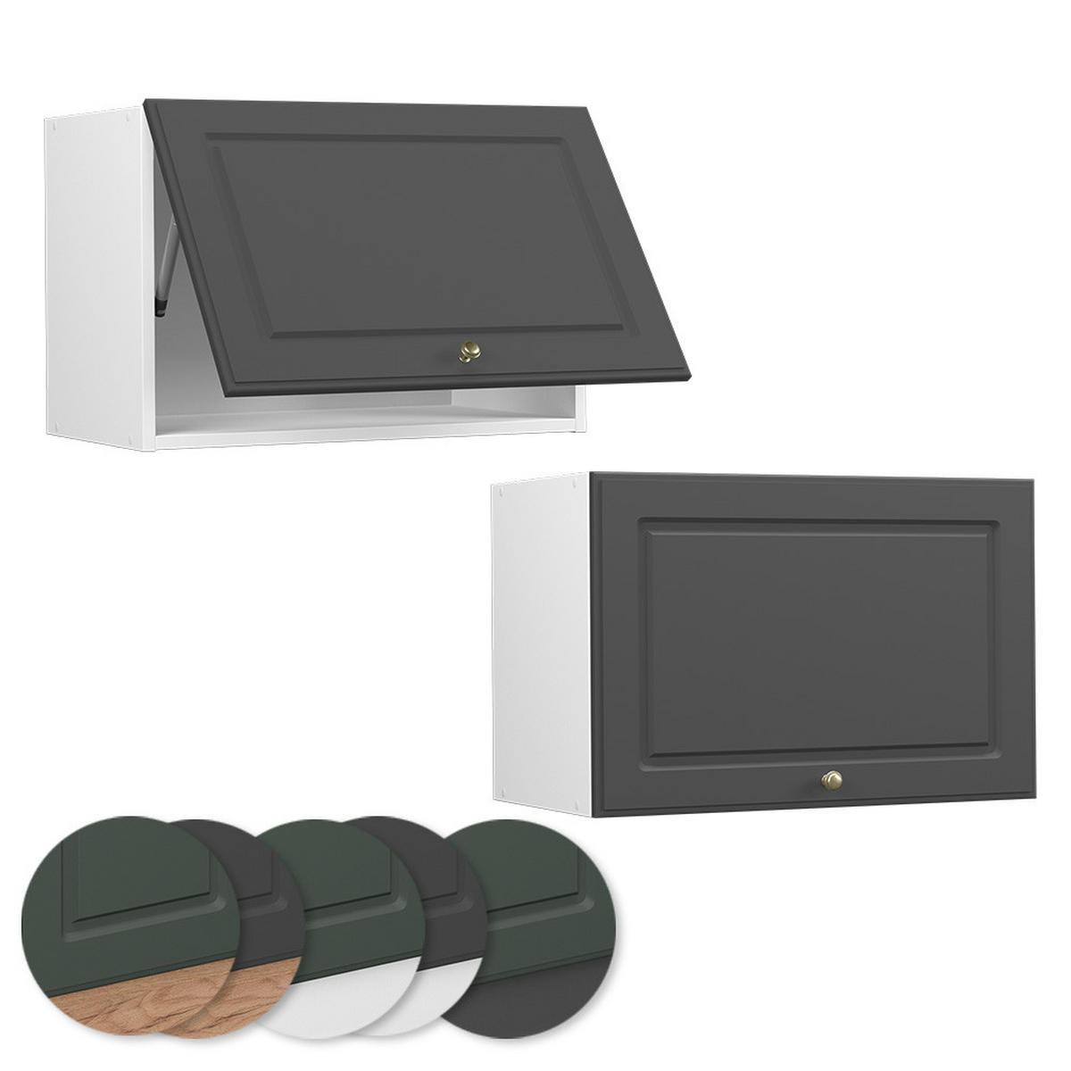 HÄNGESCHRANK Fame-Line Anthrazit-Gold 60 cm Flach - Anthrazit/Weiß, Holzwerkstoff (60/40/34.1cm) - Vicco
