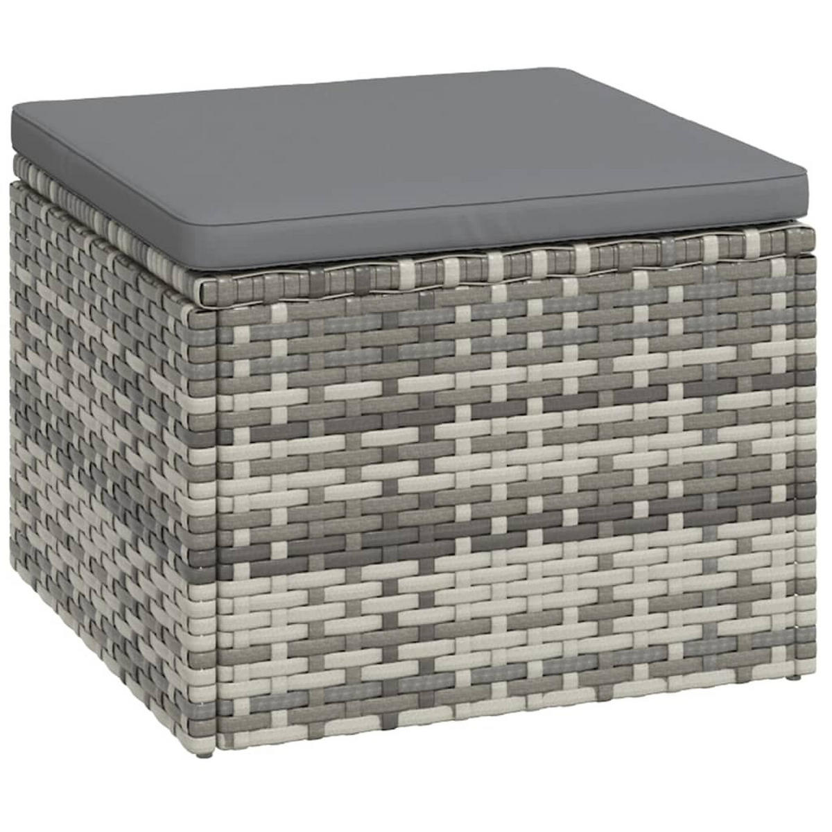 LOUNGEGARNITUR mit Auflagen und 48 cm Couchtisch, aus Poly Rattan, Grau, 3-teiliges Set - Grau, Kunststoff - vidaXL