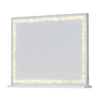 SCHMINKSPIEGEL mit LED Lichtleiste mit Diamant-Effekt und Bluetooth weiß 100/80 cm - Weiß, Metall (108/92/15cm) - VANITII