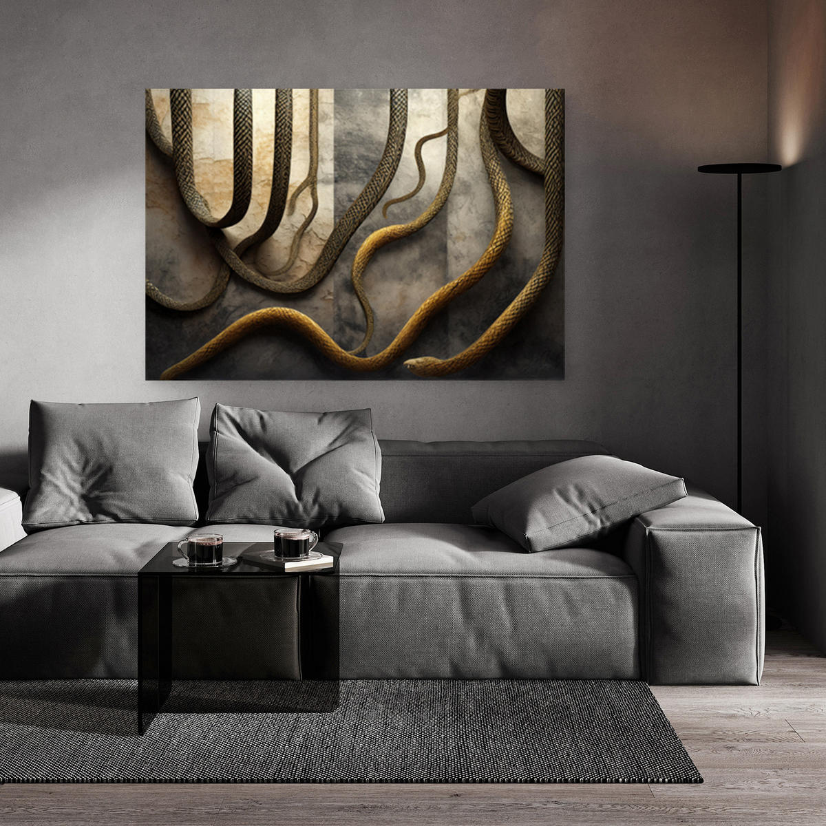 WANDBILD gold schlange glamour - Grau, Textil (60/40cm) - Feeby