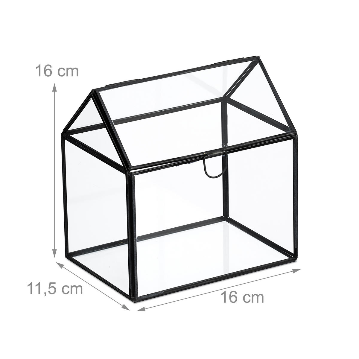 RASTLINNÉ skleník - priehľadné, kov/sklo (16cm) - Relaxdays