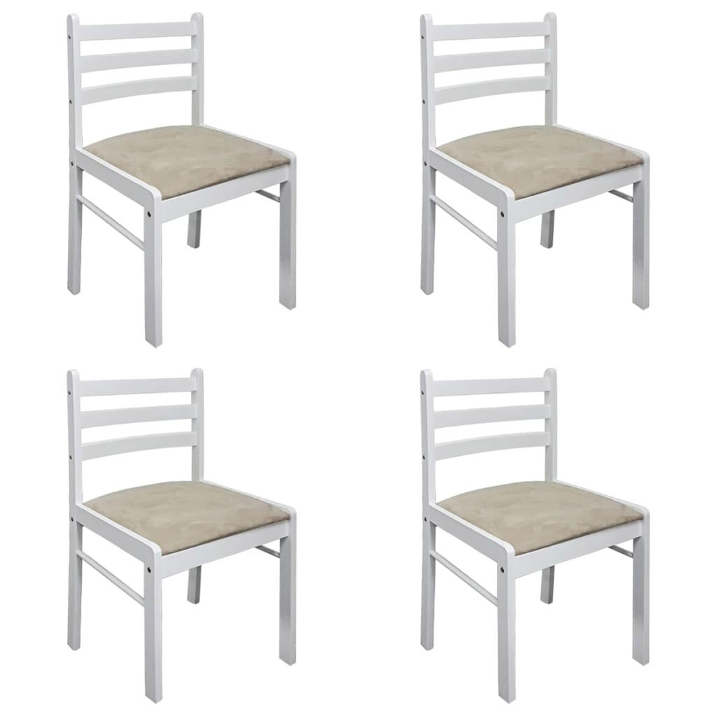 ESSZIMMERSTÜHLE 4 Stk. Weiß Massivholz Gummibaum und Samt 44*45*81cm - Weiß/Grau, Metall (44/81/45cm) - ZMH