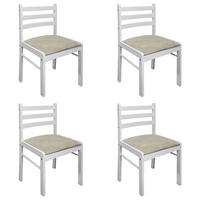 ESSZIMMERSTÜHLE 4 Stk. Weiß Massivholz Gummibaum und Samt 44*45*81cm - Weiß/Grau, Metall (44/81/45cm) - ZMH