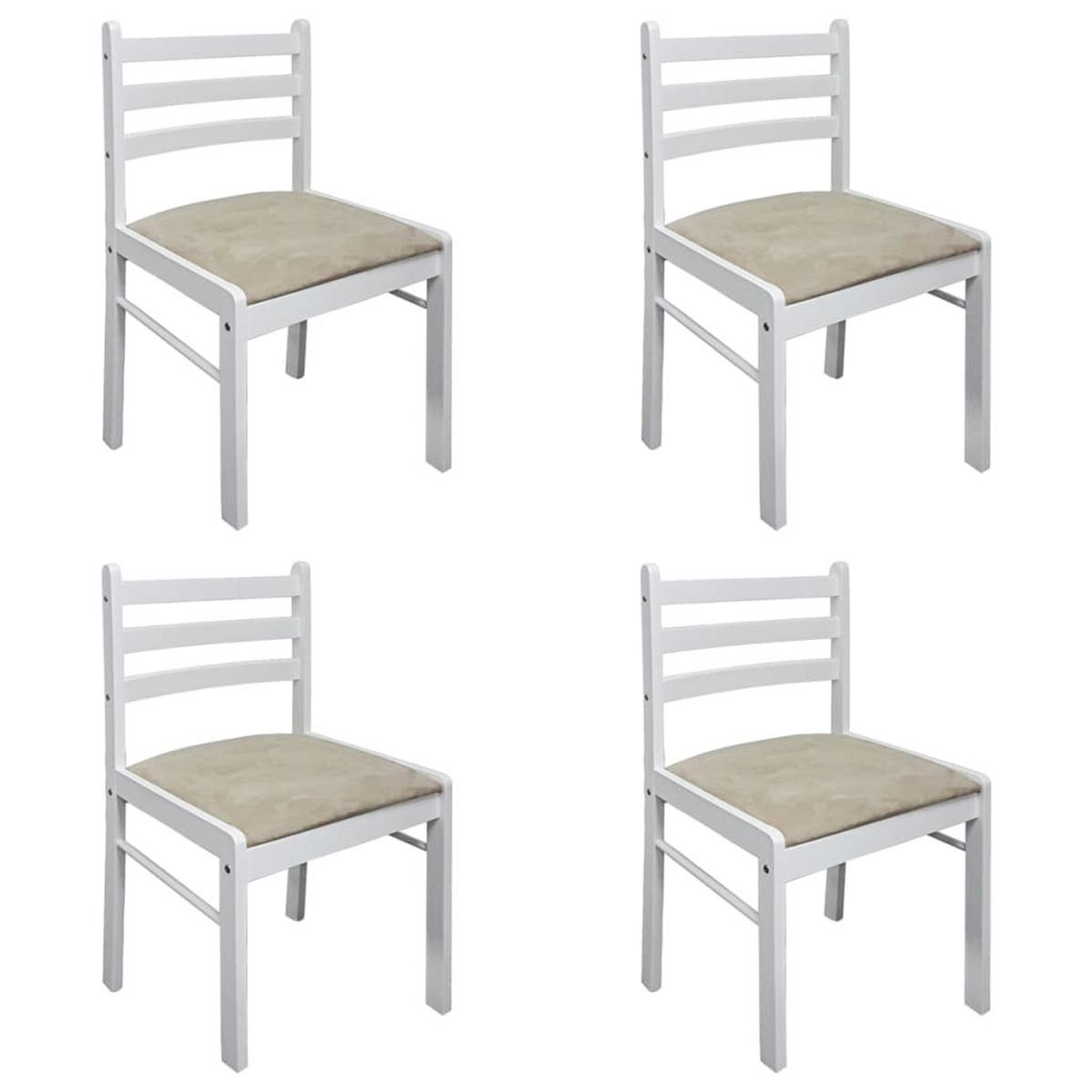 ESSZIMMERSTÜHLE 4 Stk. Weiß Massivholz Gummibaum und Samt 44*45*81cm - Weiß/Grau, Metall (44/81/45cm) - ZMH
