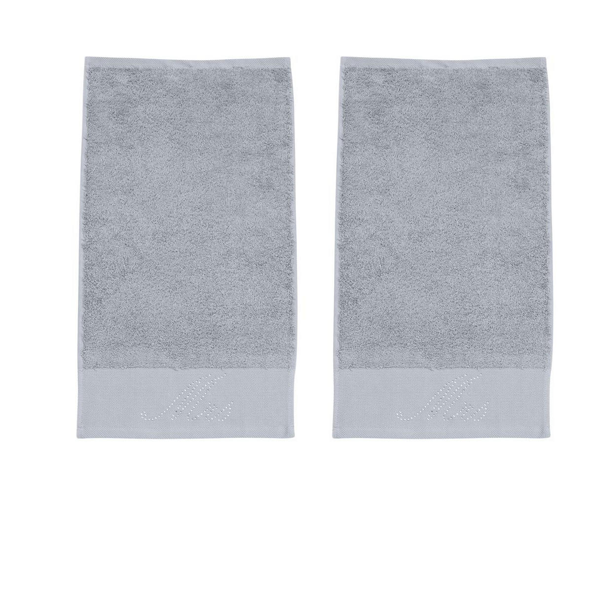 GÄSTEHANDTÜCHER Black Line Stone Mrs silber 2er Set - Hellgrau, Textil (30/50cm) - done