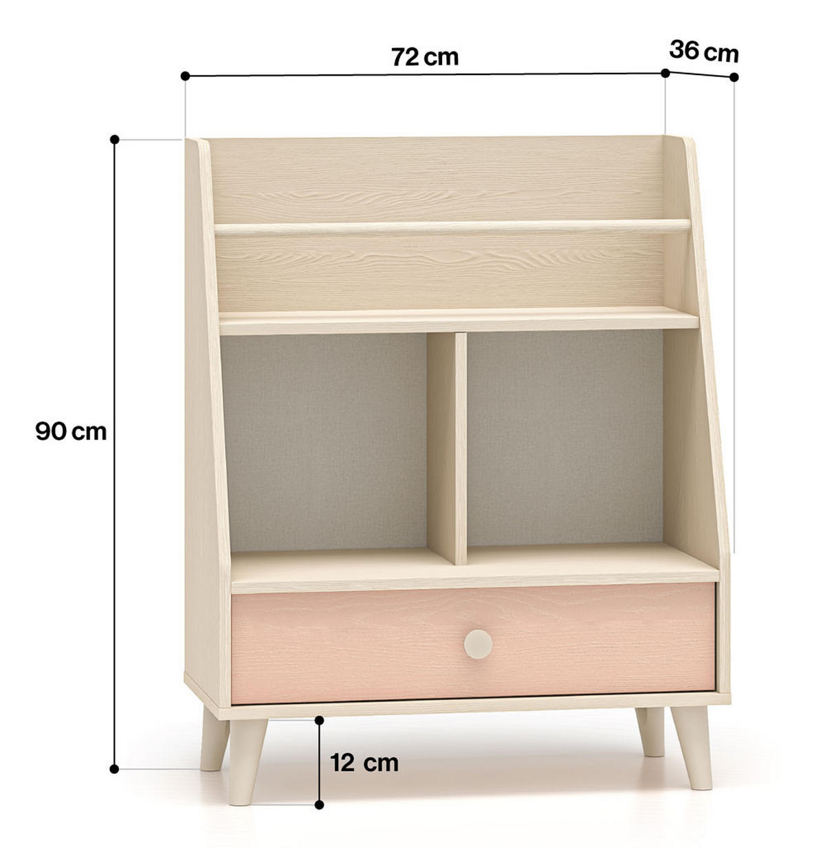 BÜCHERREGAL Mevel Wüstensand / Millennial Pink 72 / 36 / 90cm - Pink/Braun, Holz/Holzwerkstoff (72/90/36cm) - Feldmann-Wohnen