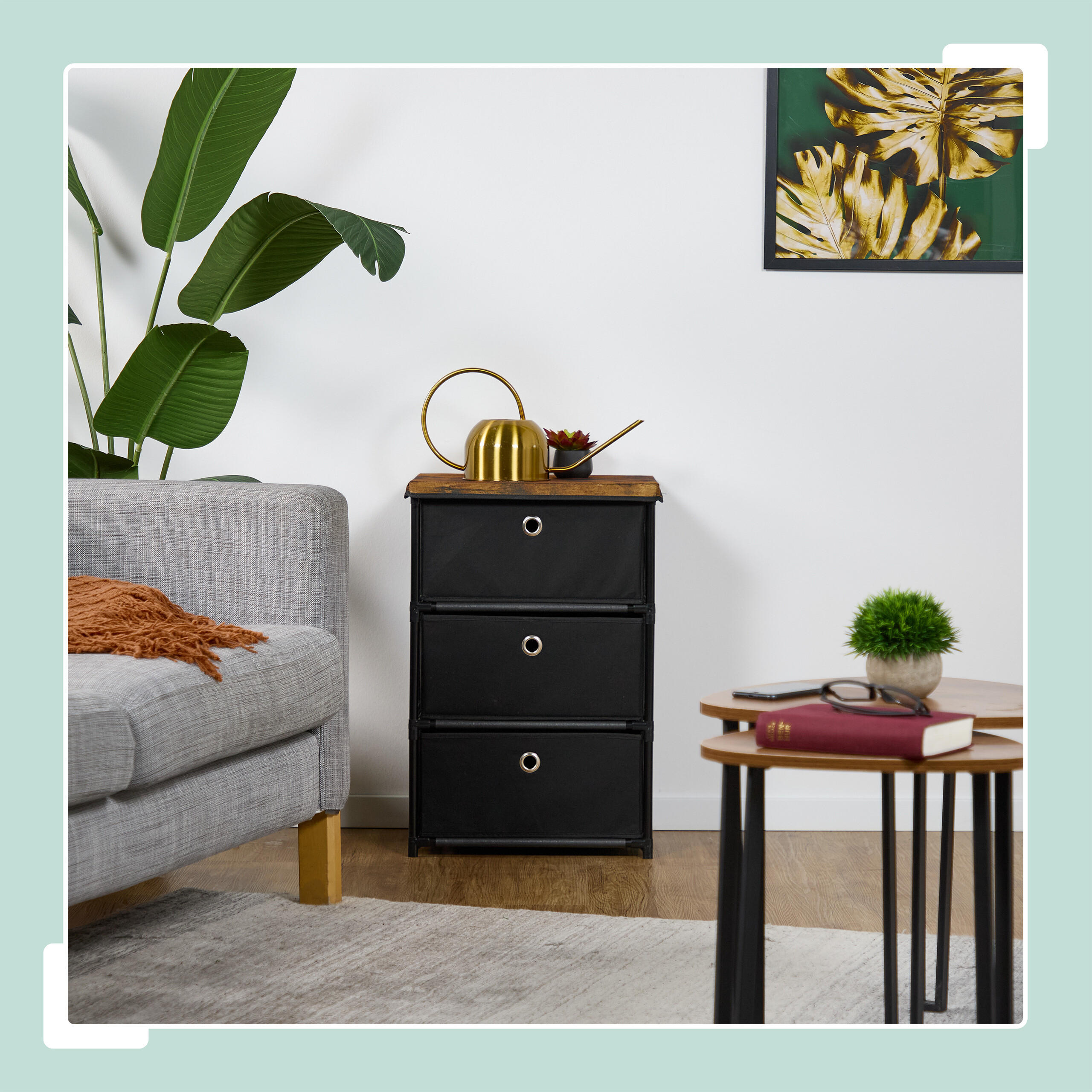 KOMMODE - Schwarz, Holzwerkstoff/Kunststoff (43/65/33cm) - Relaxdays