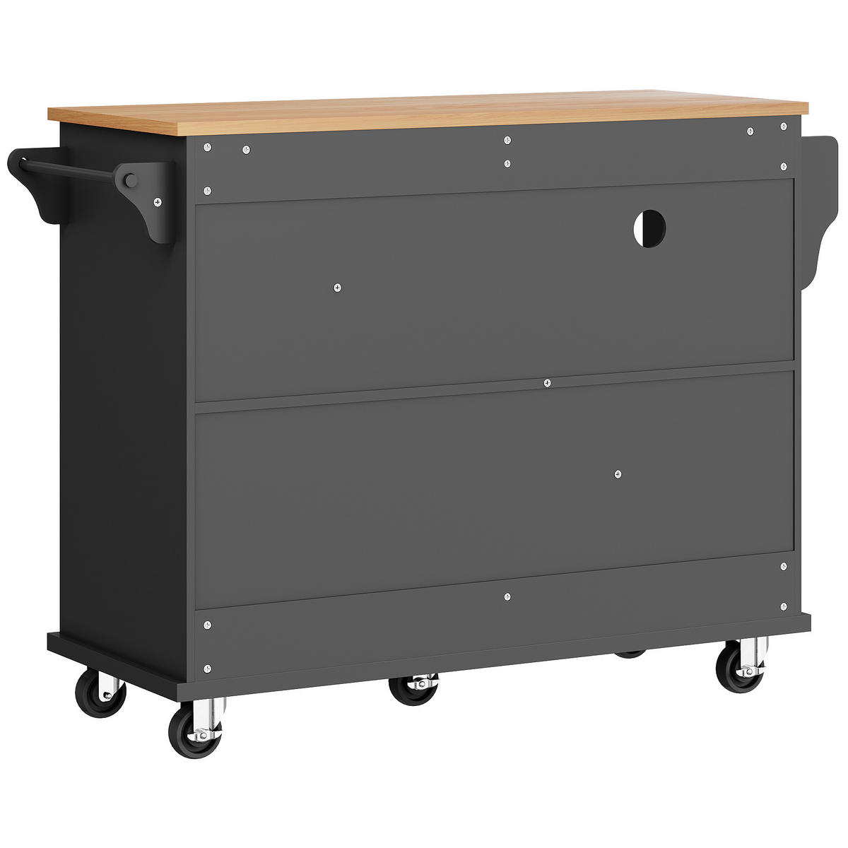 KÜCHENINSEL 129/46/96 cm schwarz mit Rollen und Stauraum - Schwarz, Holzwerkstoff (139/92/46cm) - OKWISH