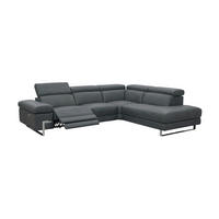 ECKSOFA Opera Echtleder mit 1 x Relaxfunktion Anthrazit - Anthrazit, Leder/Metall (269/218cm)