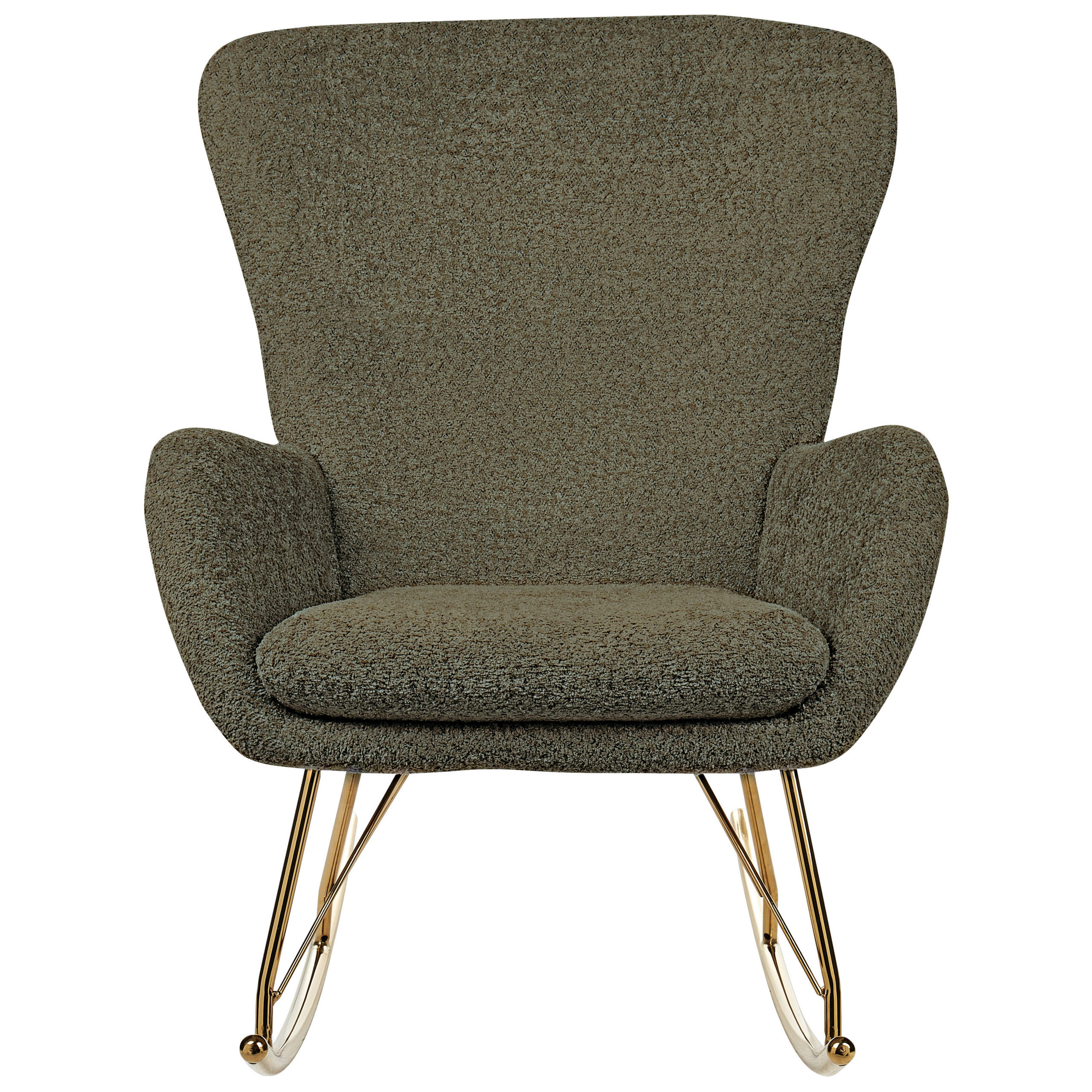 SCHAUKELSESSEL Bouclé Dunkelgrün Anaset - Goldfarben/Grün, Textil (74/99/99cm) - Beliani