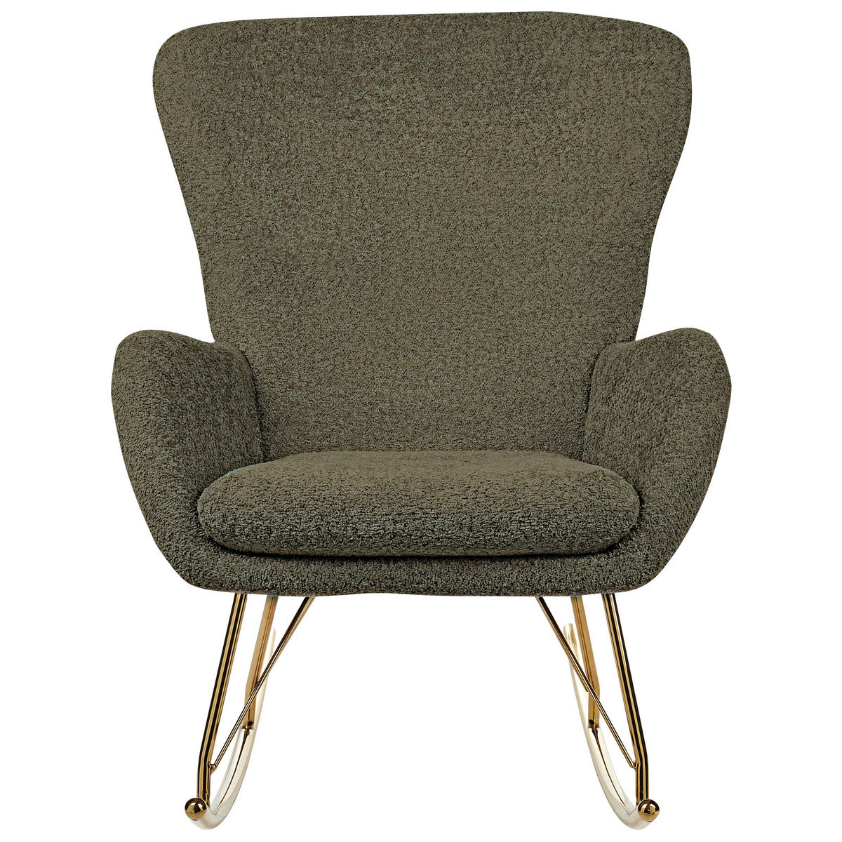 SCHAUKELSESSEL Bouclé Dunkelgrün Anaset - Goldfarben/Grün, Textil (74/99/99cm) - Beliani