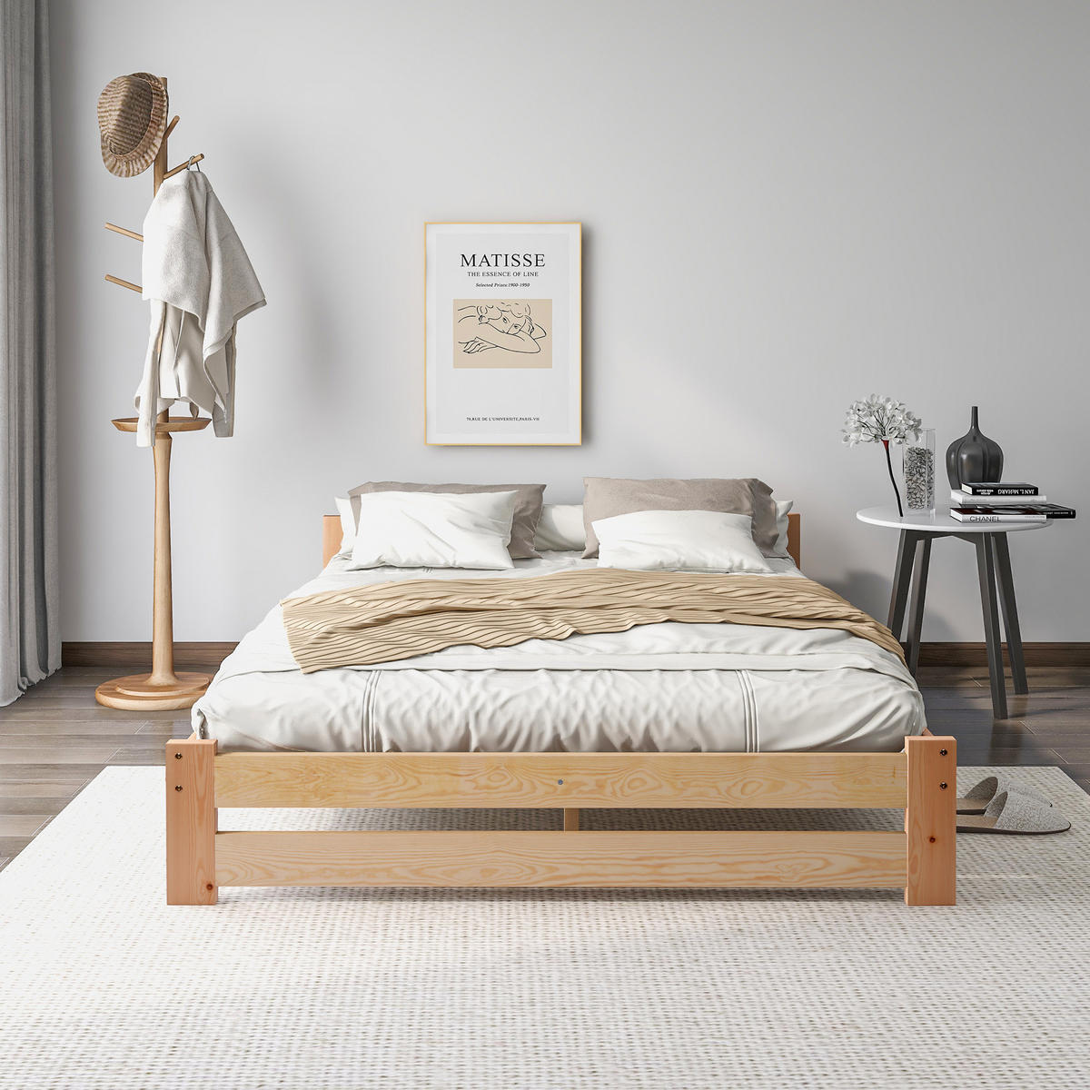 HOLZBETT 140/200 cm aus Massivholz Kiefer – natur, mit Kopfteil - Naturfarben, Holz (140/200cm) - BEAOK
