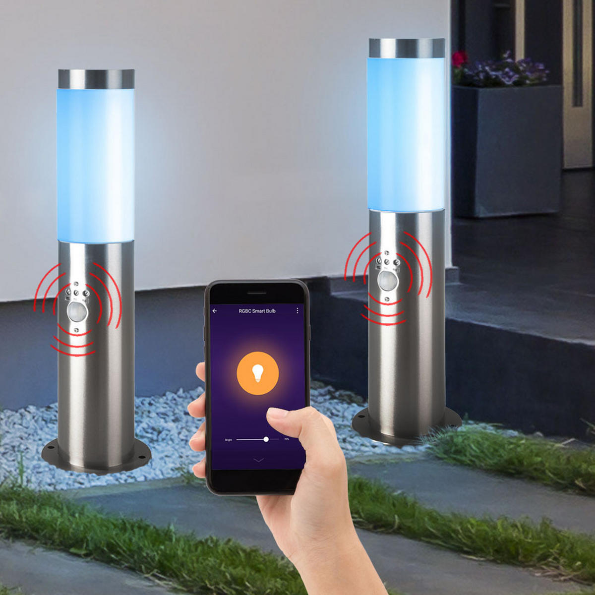 LED AUSSENLEUCHTE BOSTON Anthrazit Edelstahl - Anthrazit, Kunststoff (7.6/7.6/45cm) - Globo Lighting