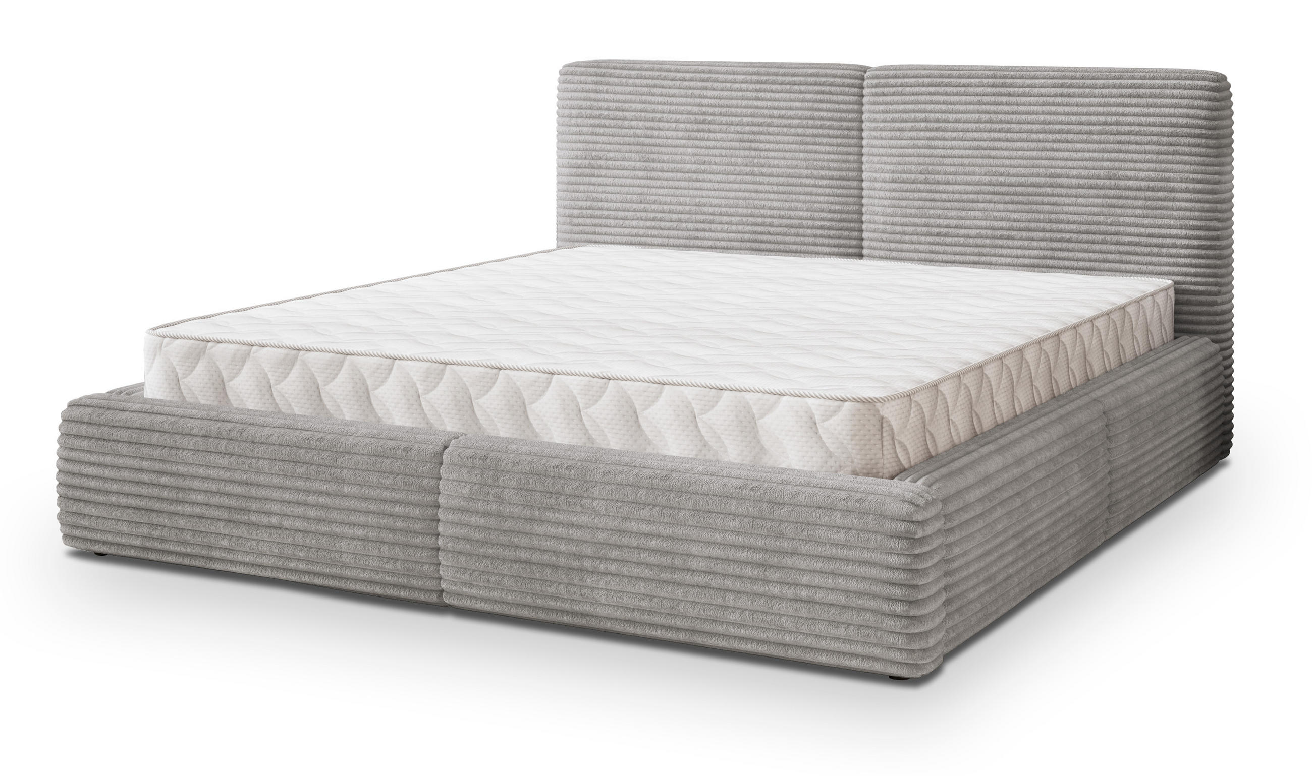 POLSTERBETT FELURO 160x200 cm mit Bettkästen - Hellgrau - Hellgrau, Holz (160/200cm) - MASSENO