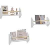KINDER-WANDREGAL 3er Set, Kiefernholz, 45 x 12,7 x 23cm, Weiß - Weiß, Holz/Holzwerkstoff (45/23/12.7cm) - Woltu
