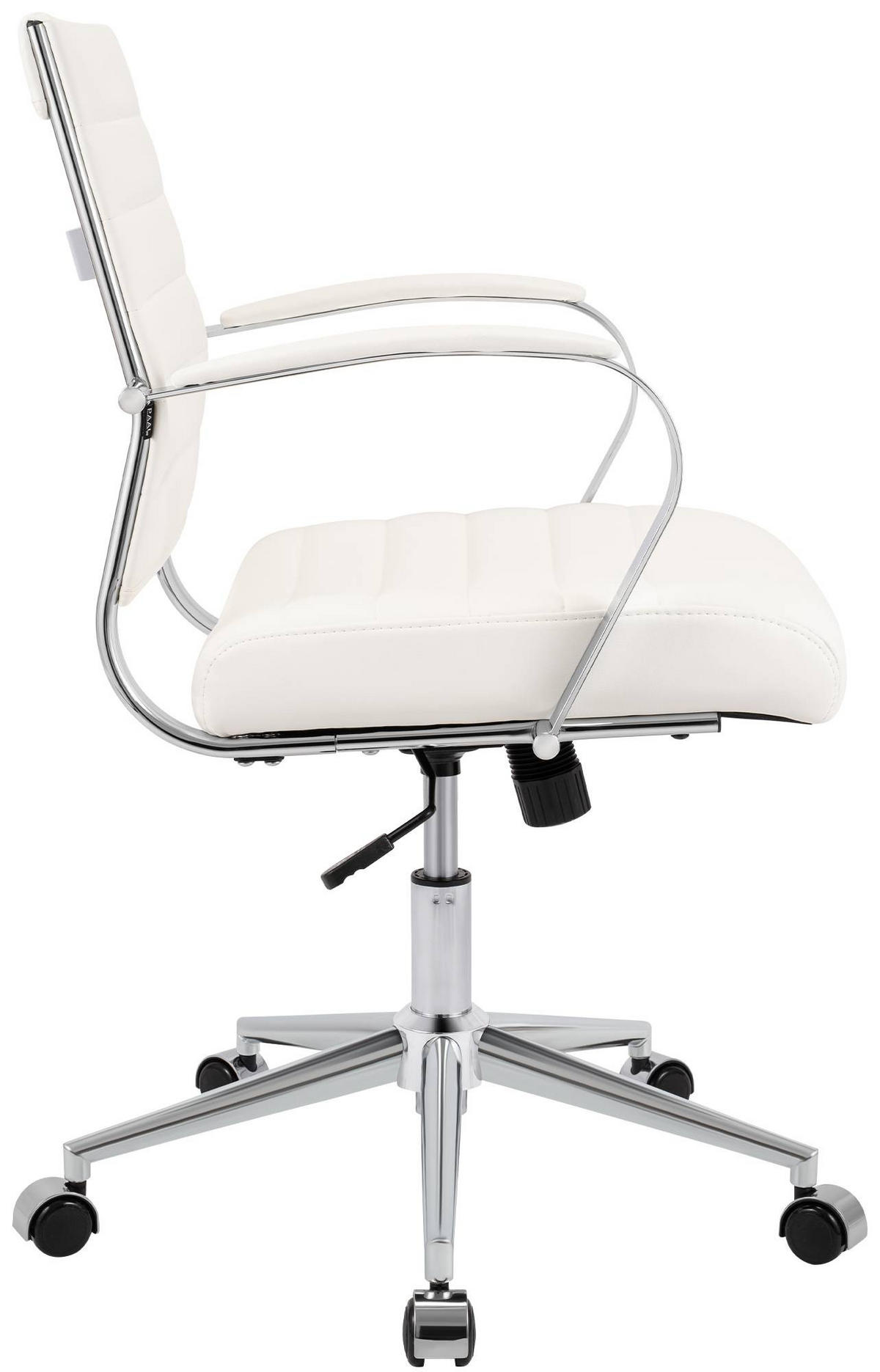 KONTORSSTOL Oakland - Vit/Kromfärg, Läder/Metall (57/90/62cm) - CLP