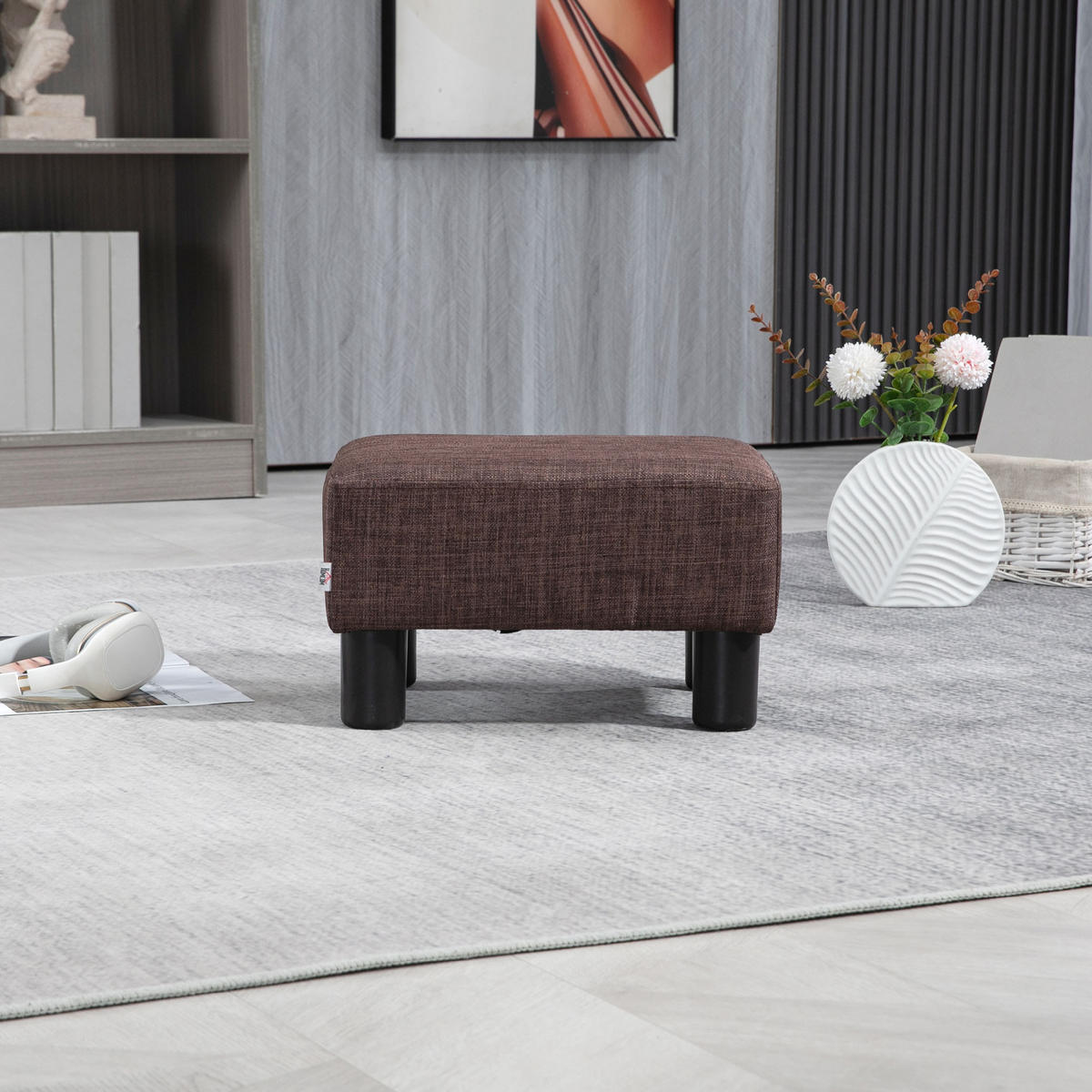FUSSHOCKER, Polsterhocker, Stoff, Braun - Braun, Textil (30/24/40cm) - HOMCOM