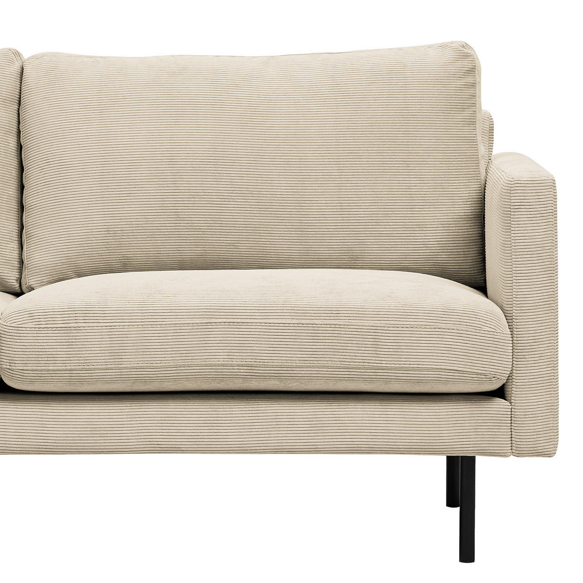 ECKSOFA mit Longchair - Creme, Textil/Metall (262/156cm) - home24