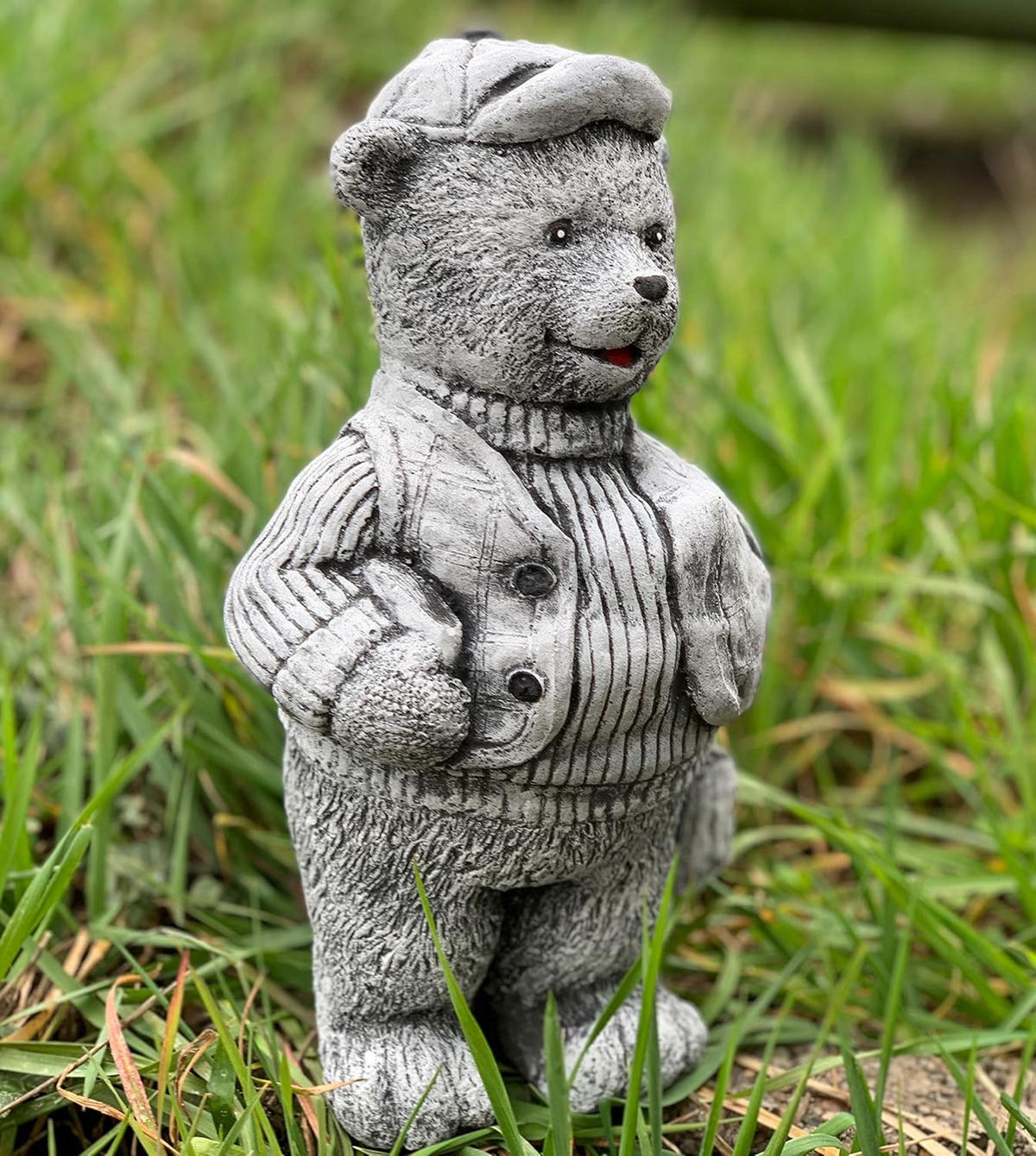 STEINFIGUR Teddy Paul, Frostfest massiver Steinguss - Grau, Stein (15/25/12cm) - stoneandstyle