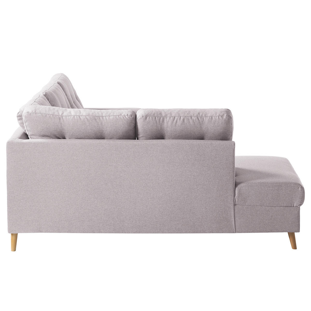 ECKSOFA mit Ottomane - Webstoff - Hellbraun/Hellrosa, Holz/Textil (230/200cm) - home24