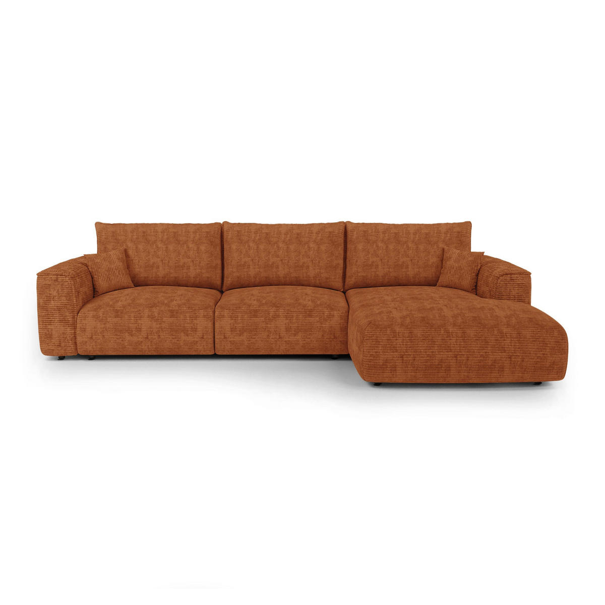 ECKSOFA rechtwinklig COMO Cord Terrakotta 297cm - Dunkelorange/Terracotta, Textil (297/167cm) - Premium Interiors